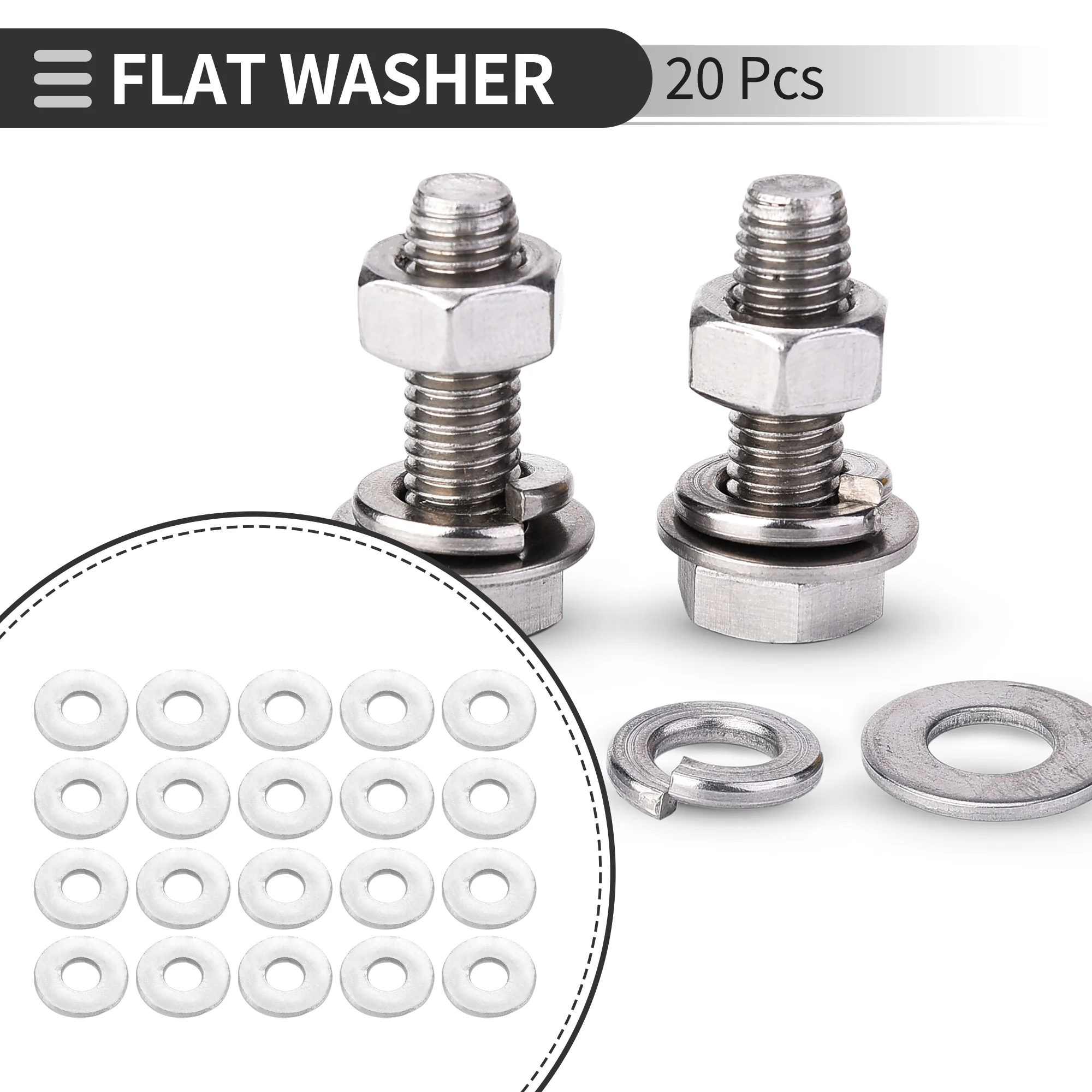 Universal Flat Washer 6mm ID 14mm OD 1.5mm Thickness Stainless Steel 20 Pcs - Image 2