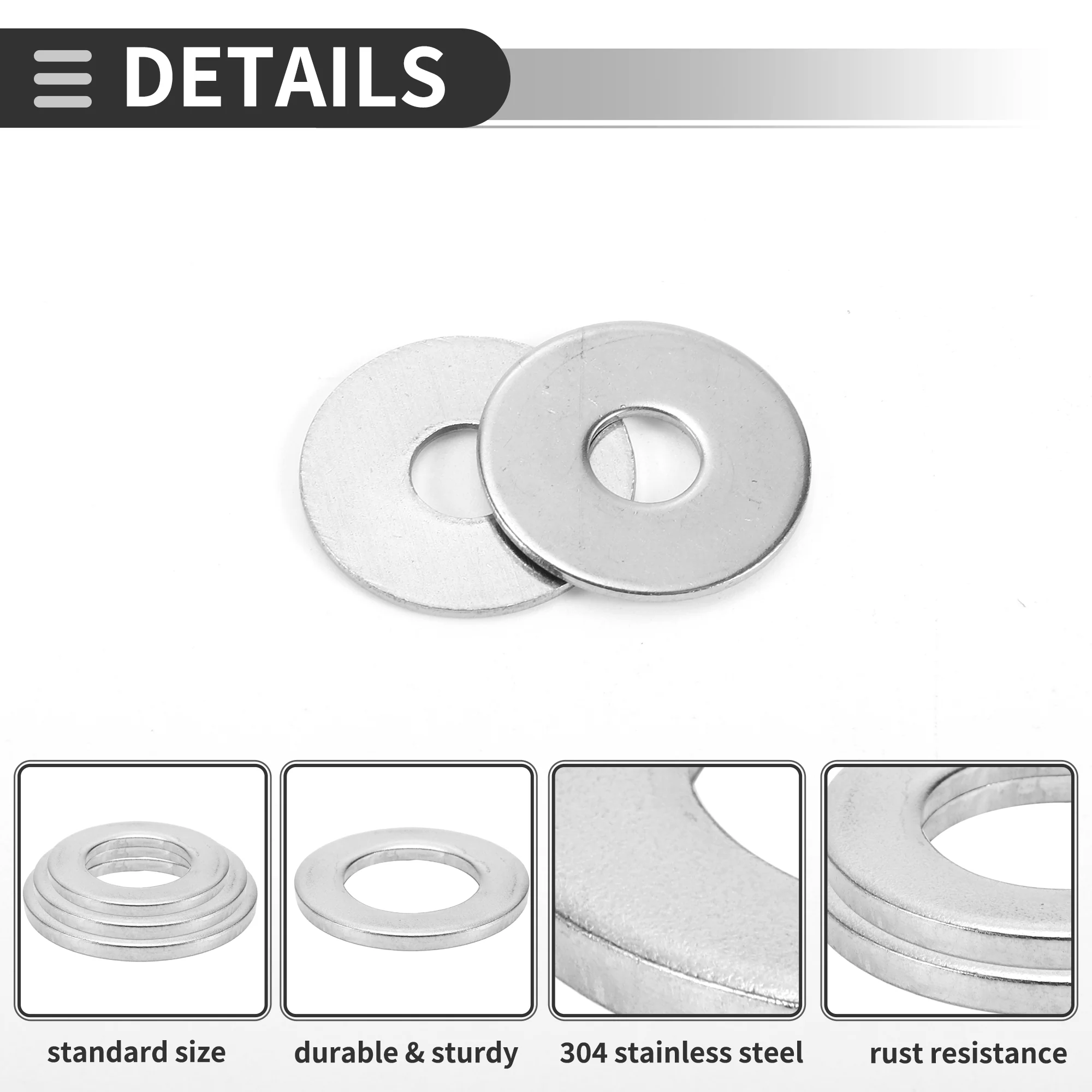 Universal Flat Washer 6mm ID 20mm OD 1.2mm Thickness Stainless Steel 20 Pcs - Image 5