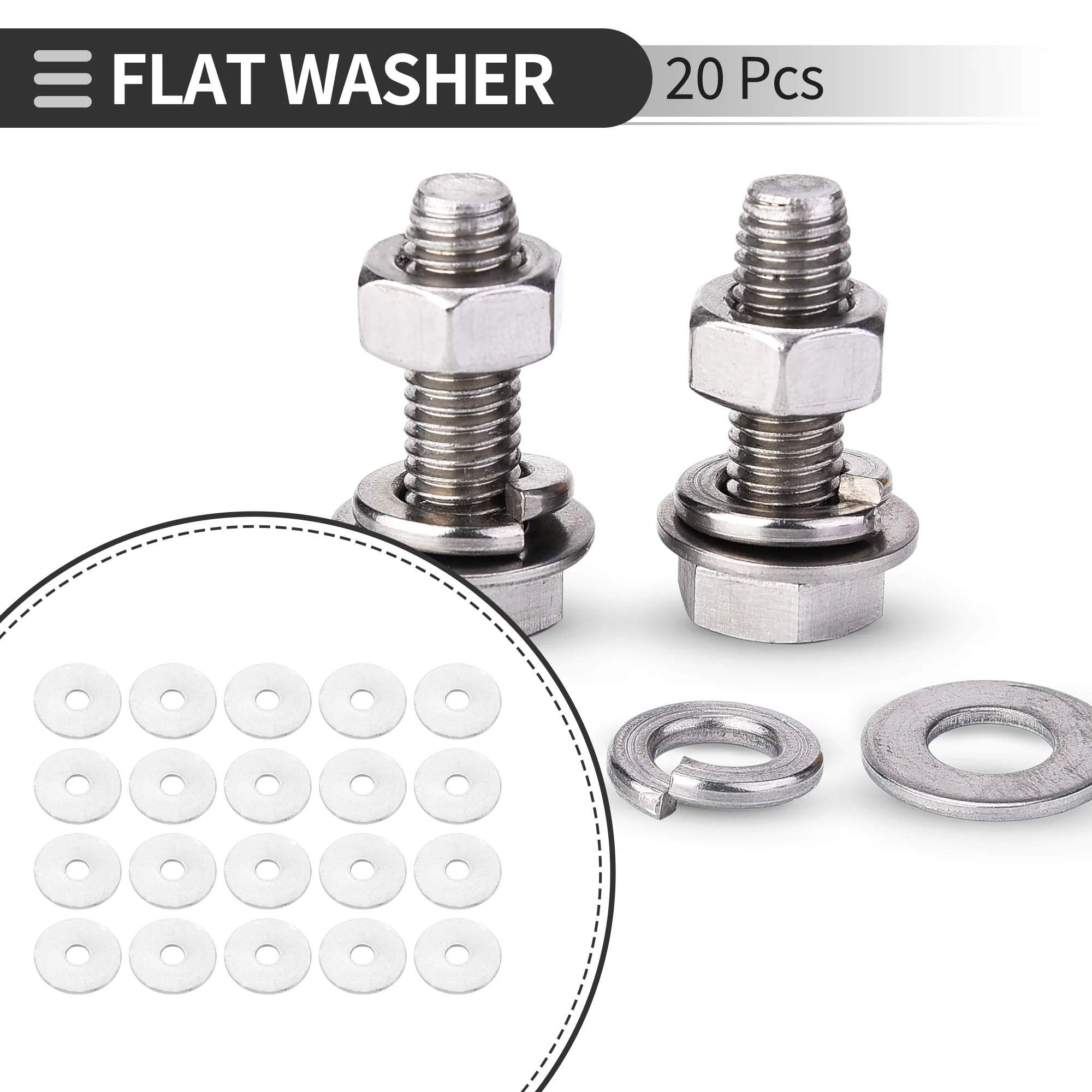 Universal Flat Washer 6mm ID 25mm OD 1.5mm Thickness Stainless Steel 20 Pcs - Image 2