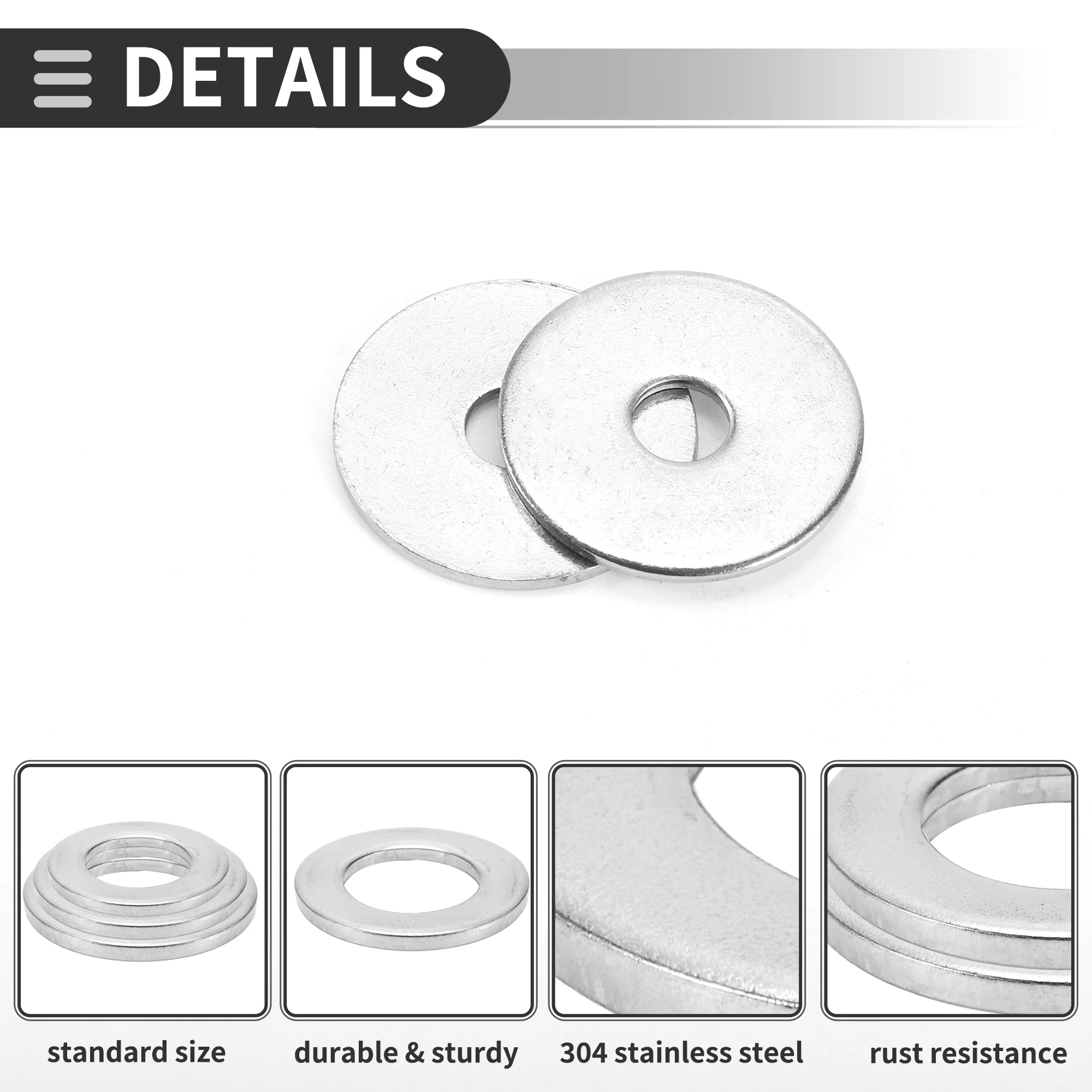 Universal Flat Washer 6mm ID 25mm OD 1.5mm Thickness Stainless Steel 20 Pcs - Image 5