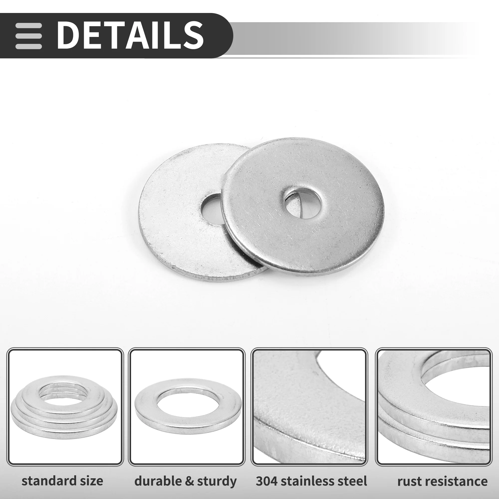Universal Flat Washer 6mm ID 30mm OD 2mm Thickness Stainless Steel 20 Pcs - Image 5