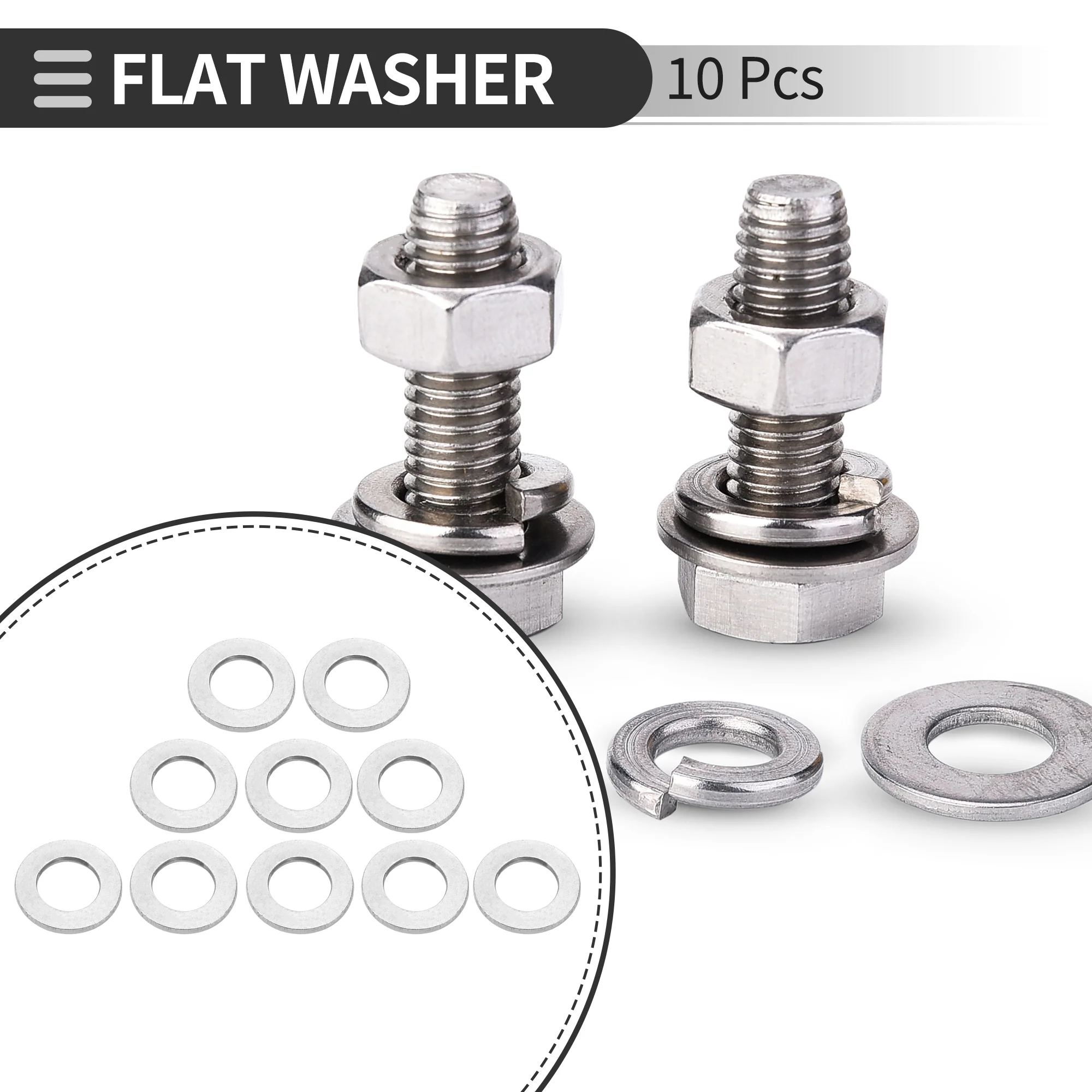 Universal Flat Washer 19mm ID 34mm OD 3mm Thickness Stainless Steel 10 Pcs - Image 2