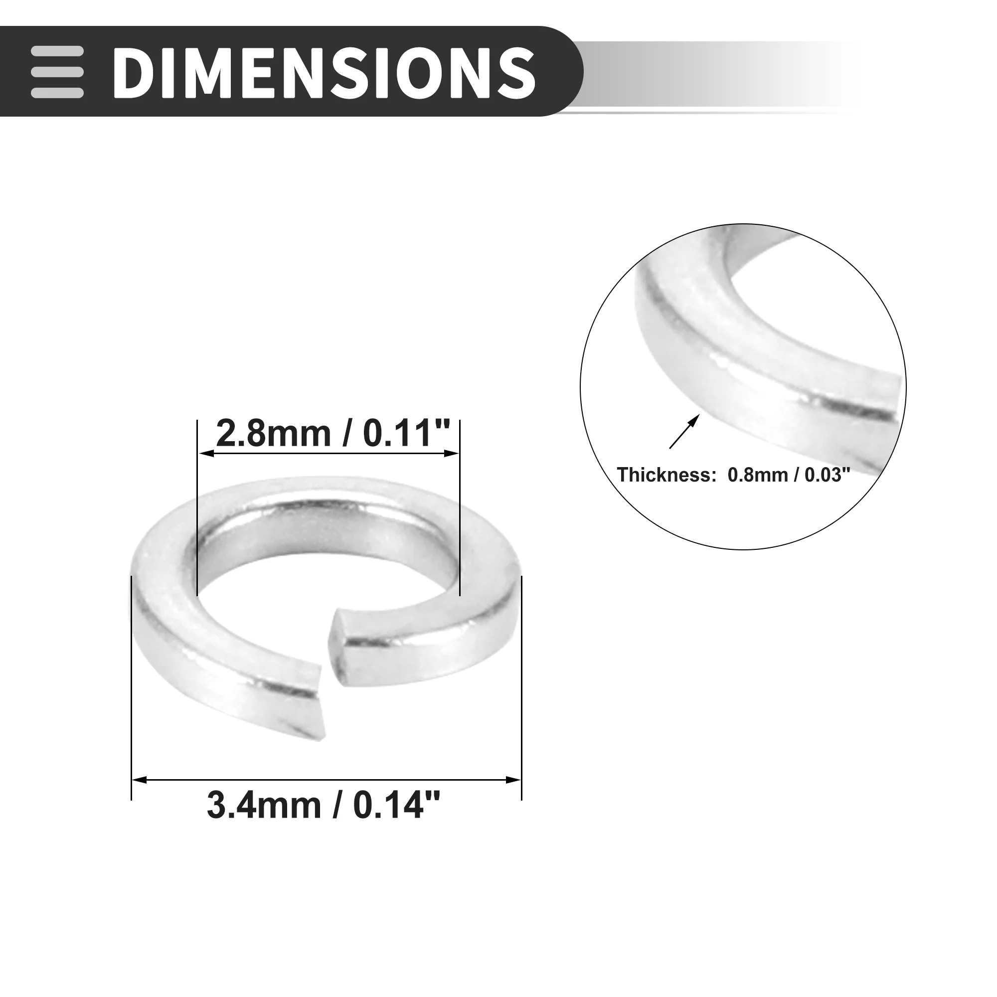 Spring Lock Washer for M2.5 Screws 2.8mm ID 3.4mm OD 0.8mm Thickness 10 Pcs - Image 4
