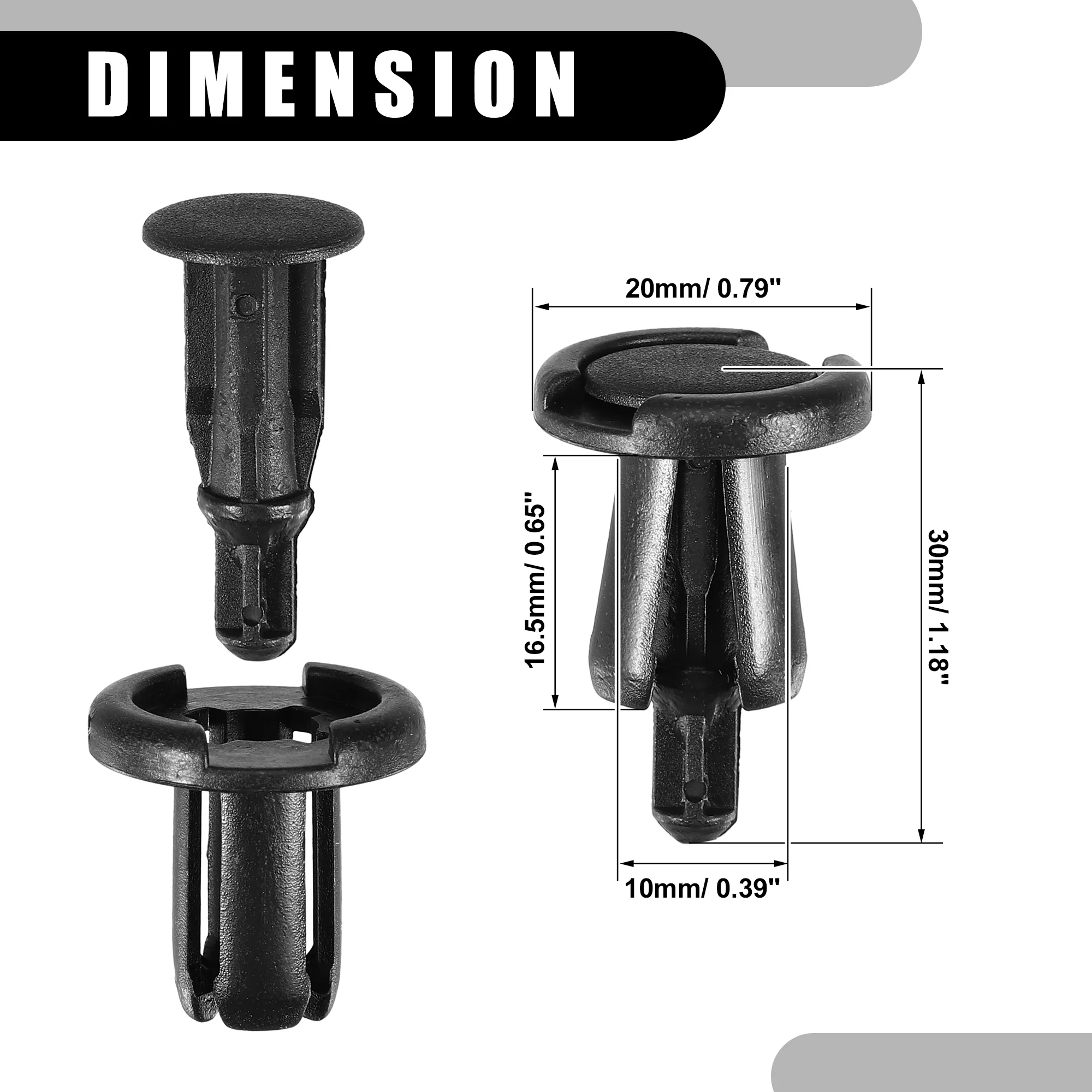 30 Pcs Push Type Retainer Clips No.0155309241 for Nissan 350Z Plastic Black - Image 5