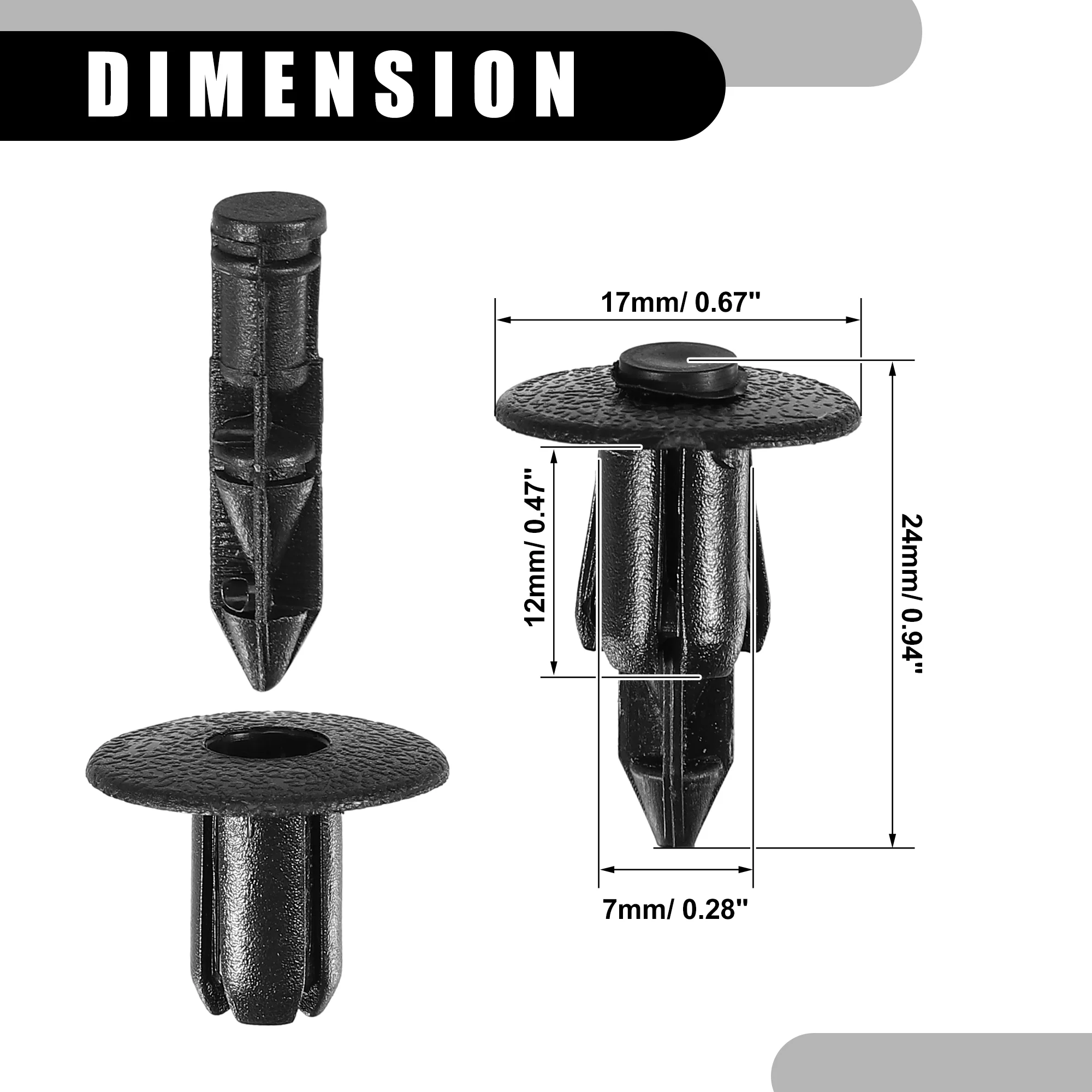 Push Type Retainer Clips No.909140062 - Car Inner Bumper Door Fender Fastener Rivet Kit - for Subaru Ascent 2019-2022 Plastic Black - 20 Pcs - Image 5