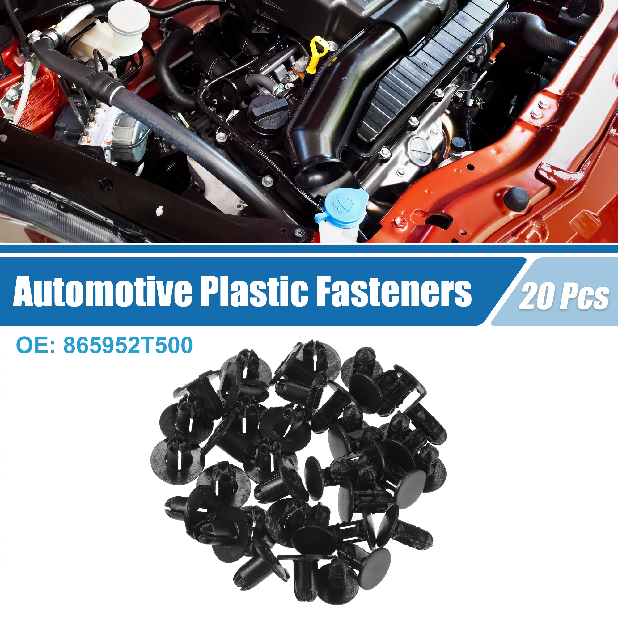 Push-Type Retainer Clip No.865952T500 Automotive Clips for Hyundai Accent 2015-2017 Plastic Black (Set of 20) - Image 2
