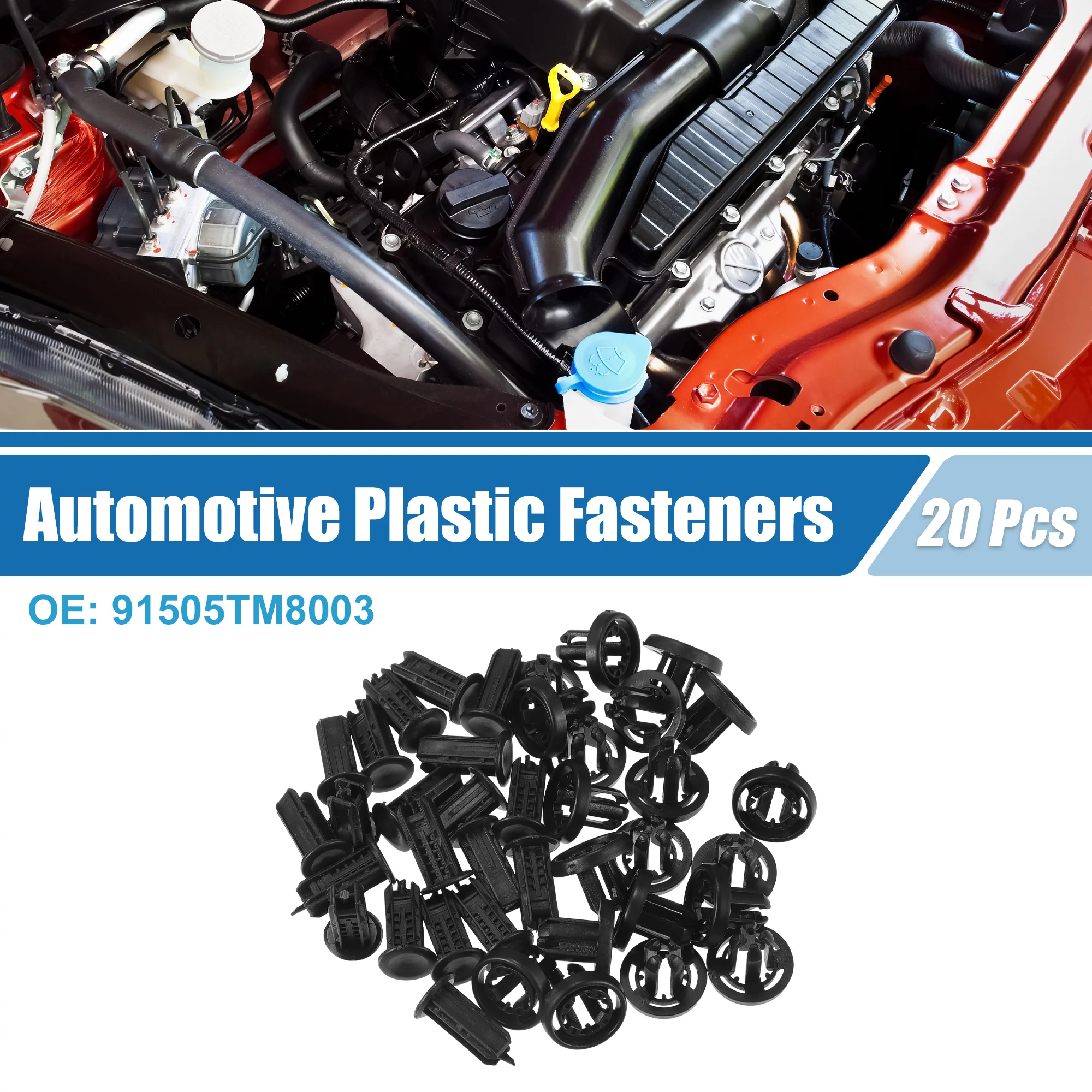 Bumper Clips No.91505TM8003 Automotive Clips for Honda Civic 2013-2019 Plastic Black (Set of 20) - Image 2
