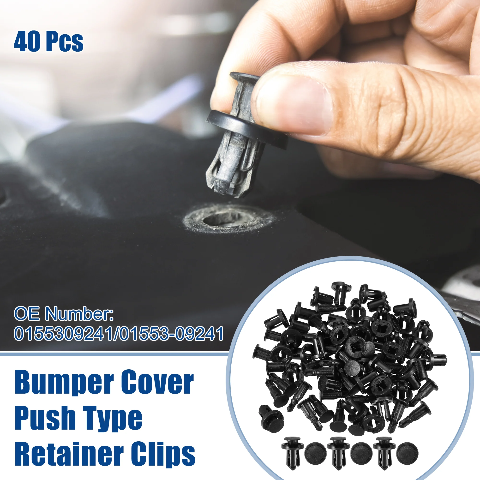 Bumper Cover Push Type Retainer Clips Fit for Nissan 240SX 1995-1998 No.0155309241/01553-09241 - Pack of 40 - Image 2