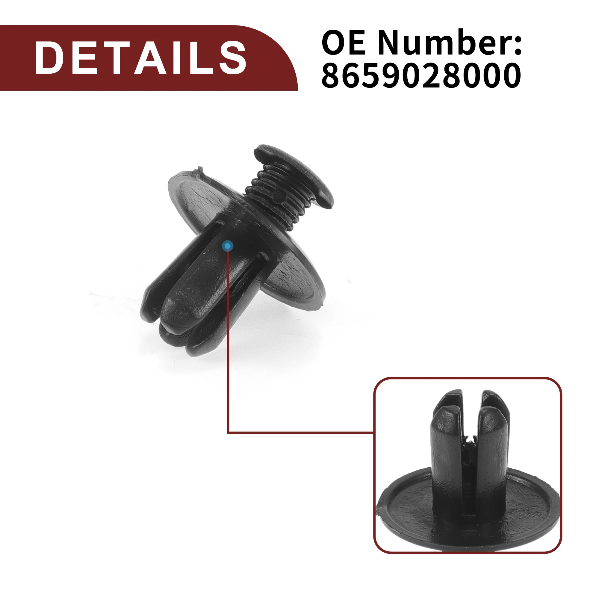 Car Front Fender Skirt Clip for Kia Soul 1.6L 2.0L 2010-2019 Durable No.8659028000 | Bumper Push Type Plastic Retainer Rivets Black 20 Pcs - Image 6