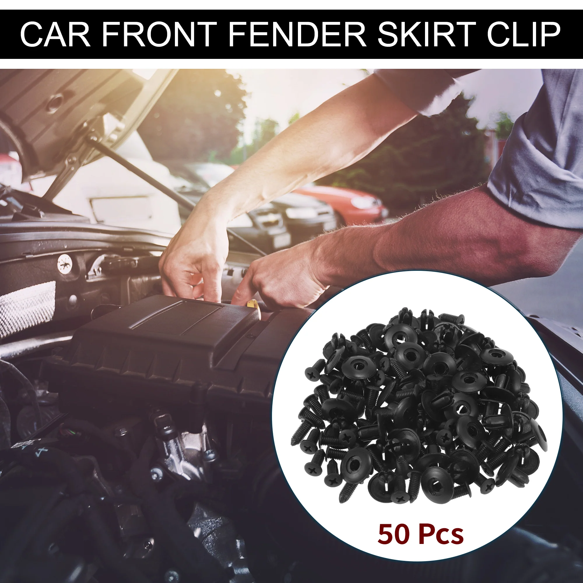 Car Front Fender Skirt Clip for Kia Soul 1.6L 2.0L 2010-2019 Durable No.8659028000 | Bumper Push Type Plastic Retainer Rivets Black 50 Pcs - Image 2