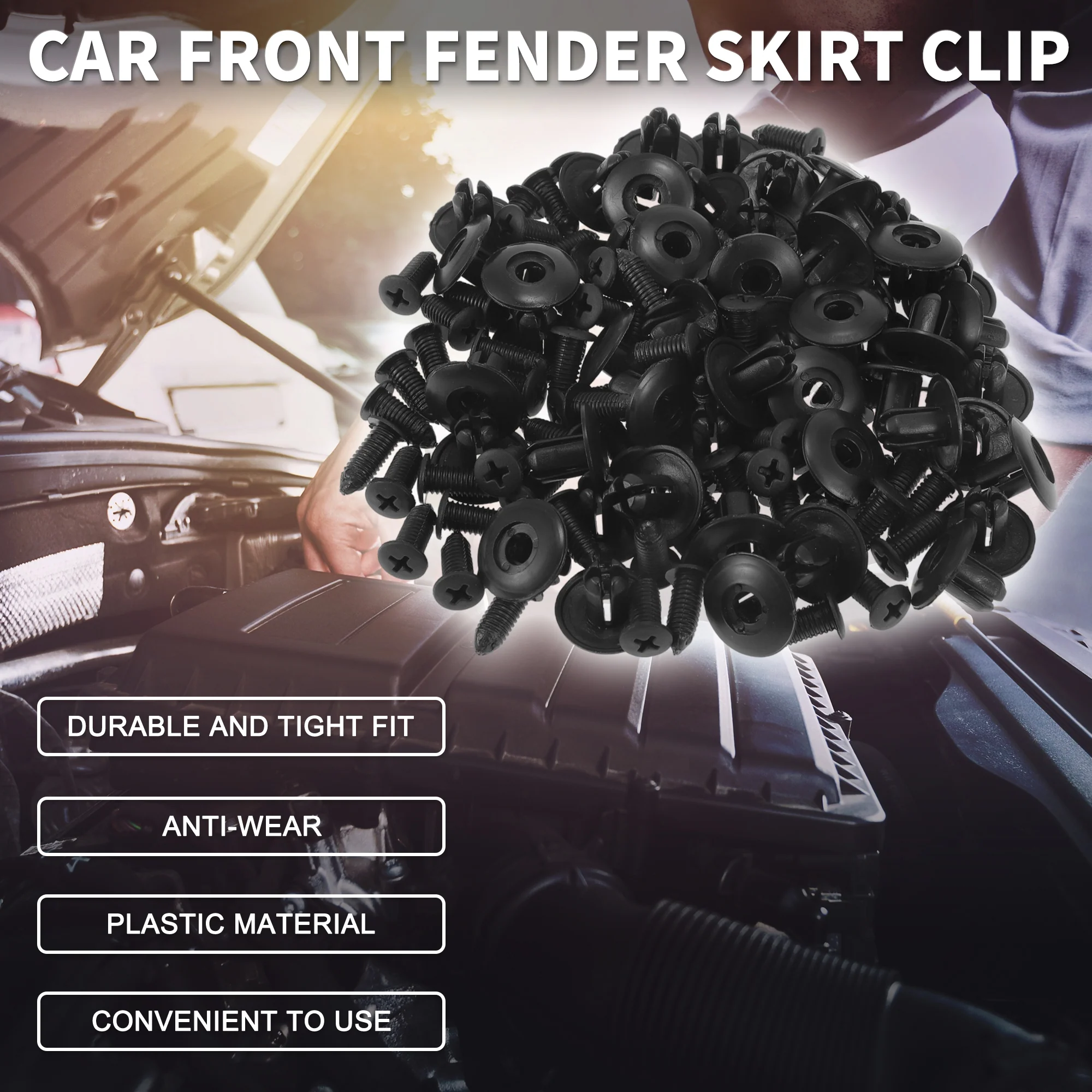 Car Front Fender Skirt Clip for Kia Soul 1.6L 2.0L 2010-2019 Durable No.8659028000 | Bumper Push Type Plastic Retainer Rivets Black 50 Pcs - Image 3