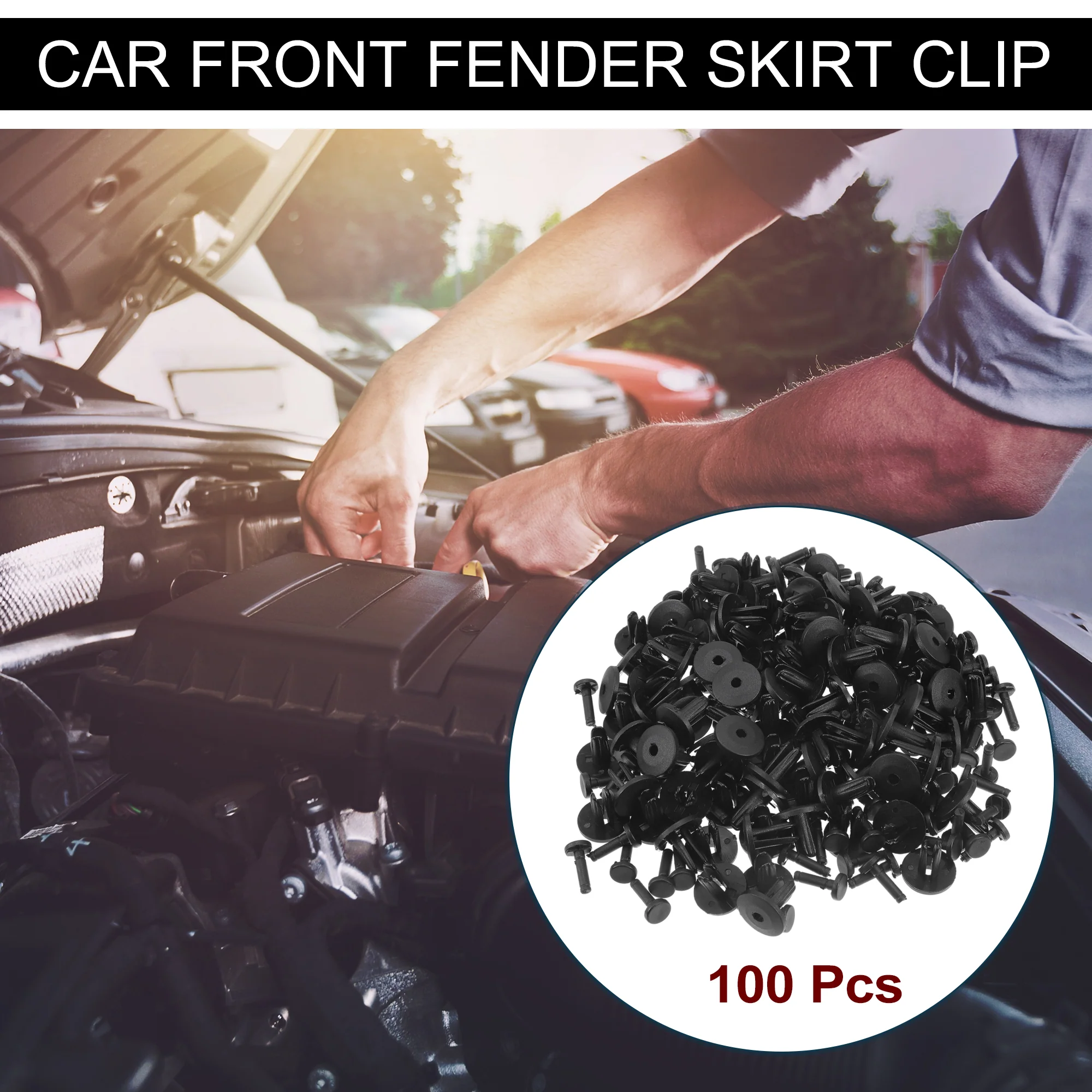 Car Front Fender Skirt Clip for GM for Chrysler Durable No.14019205 | Bumper Push Type Plastic Retainer Rivets Black 100 Pcs - Image 2