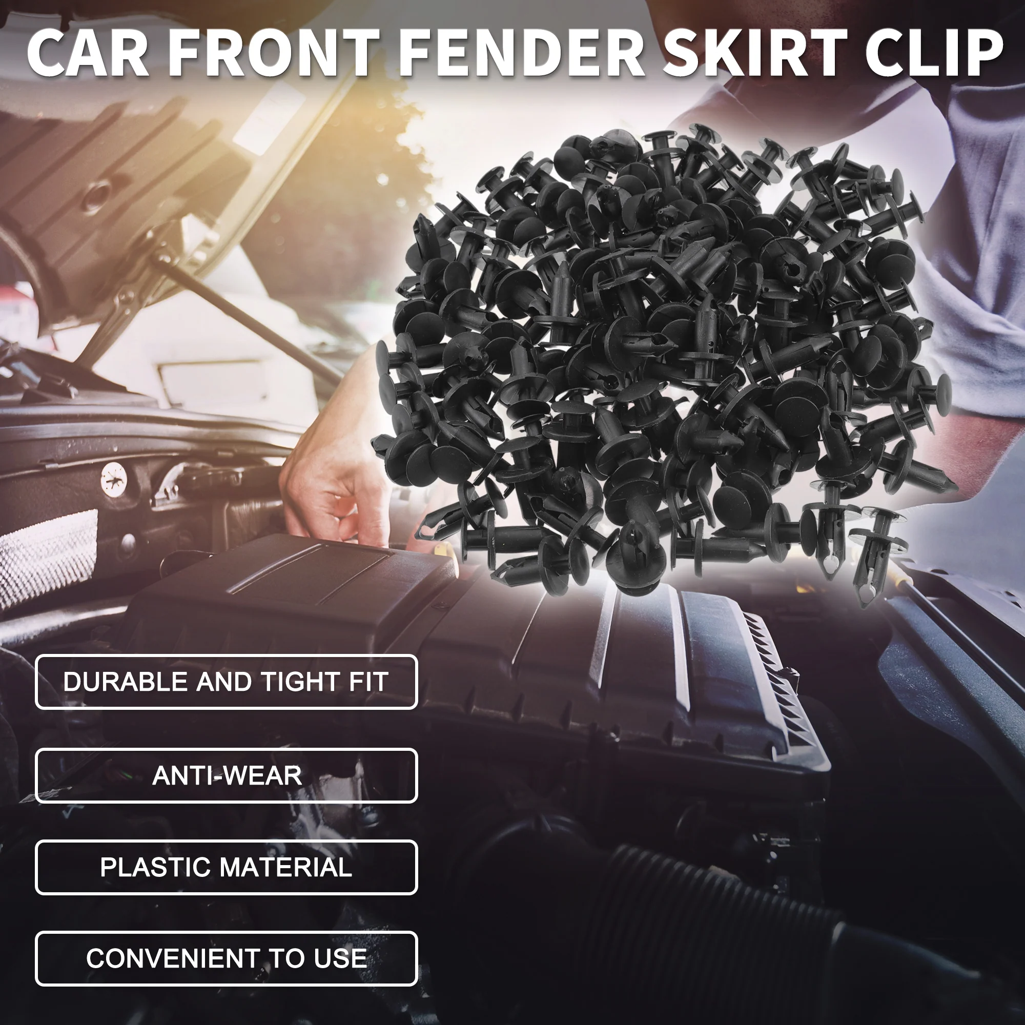 Car Front Fender Skirt Clip for Ford Escape 2008-2012 Durable No.N807389S/21030249/6503598 | Bumper Push Type Plastic Retainer Rivets Black 120 Pcs - Image 3