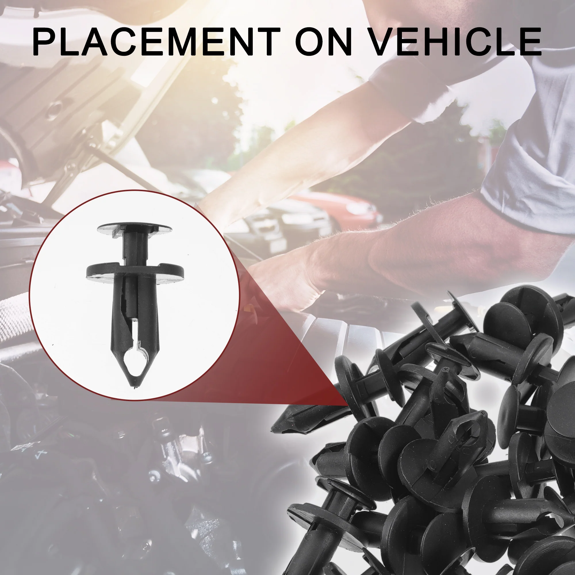 Car Front Fender Skirt Clip for Ford Escape 2008-2012 Durable No.N807389S/21030249/6503598 | Bumper Push Type Plastic Retainer Rivets Black 120 Pcs - Image 4