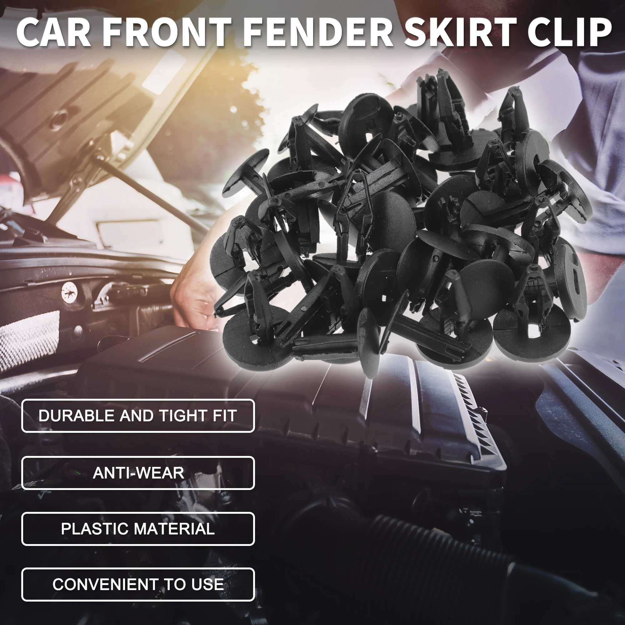 Car Front Fender Skirt Clip for Chevrolet for GMC C K Trucks 2007-2008 Durable No.11589292 | Bumper Push Type Plastic Retainer Rivets Black 20 Pcs - Image 3