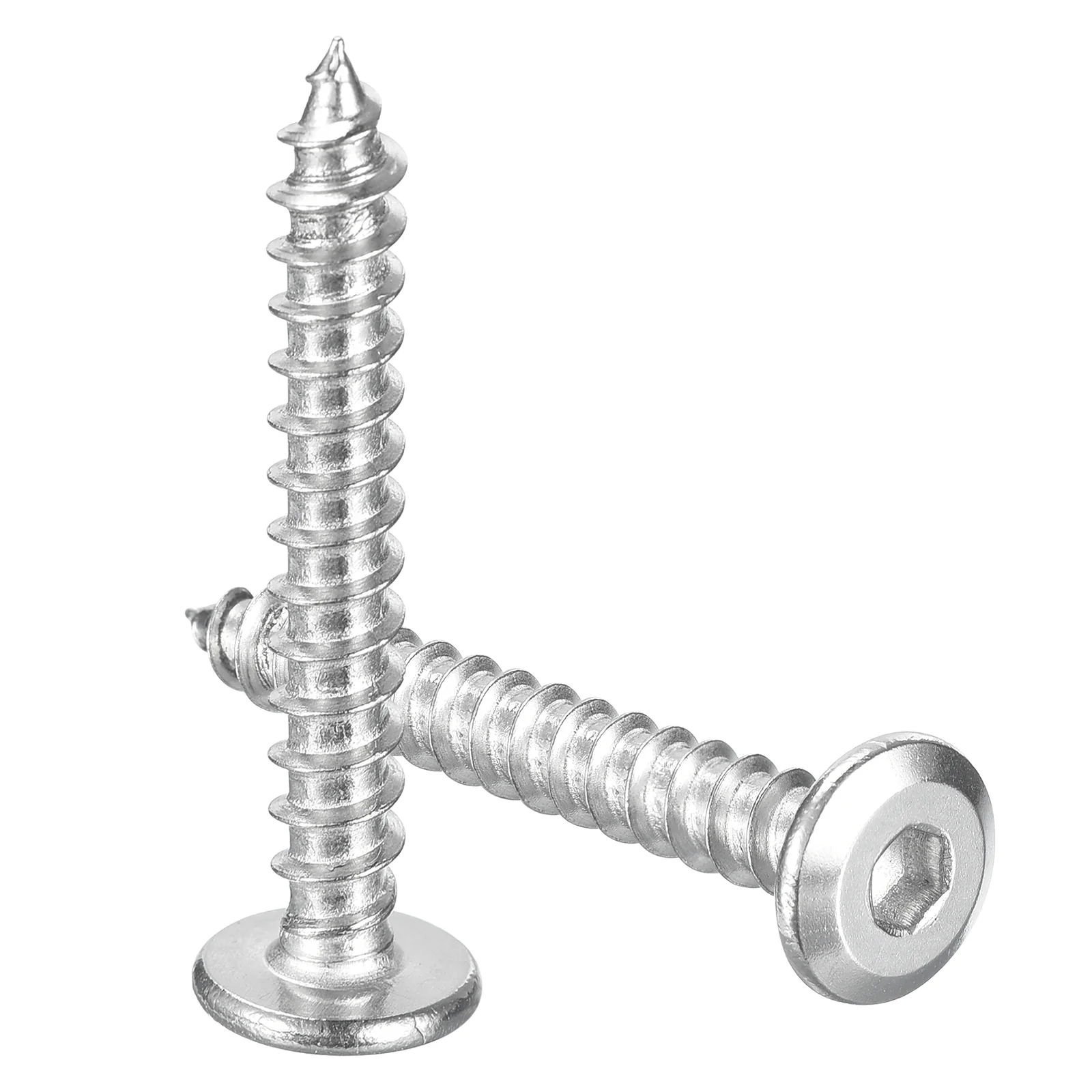 Uxcell M6 x 45mm (50 Pack) 304 Stainless Steel Flat Round Socket Head Wood Screws