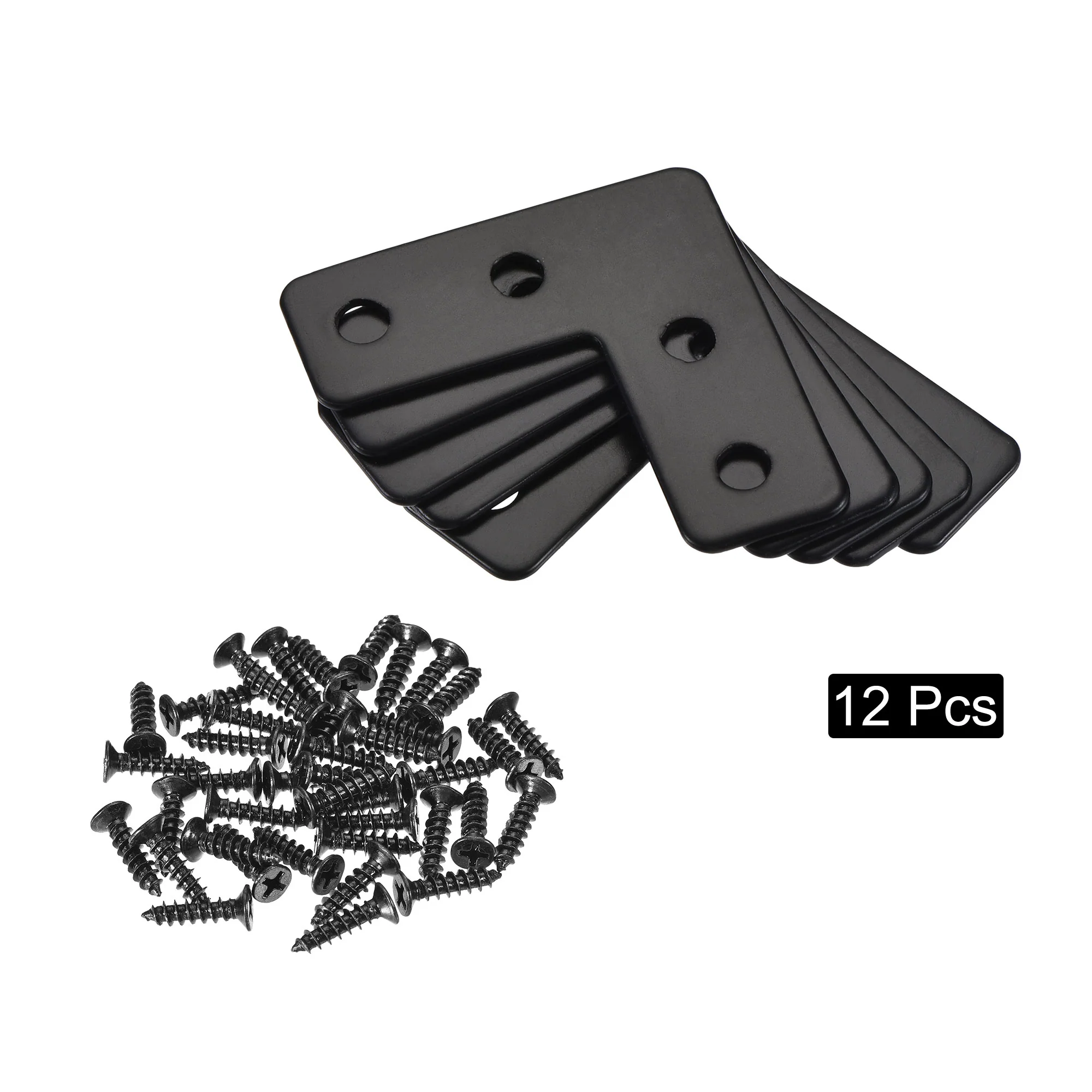 Uxcell L Shape Brace 40mmx40mm Mending Repairing Flat Brackets for Joint Fastener with Screws Black 12Pcs - Image 3