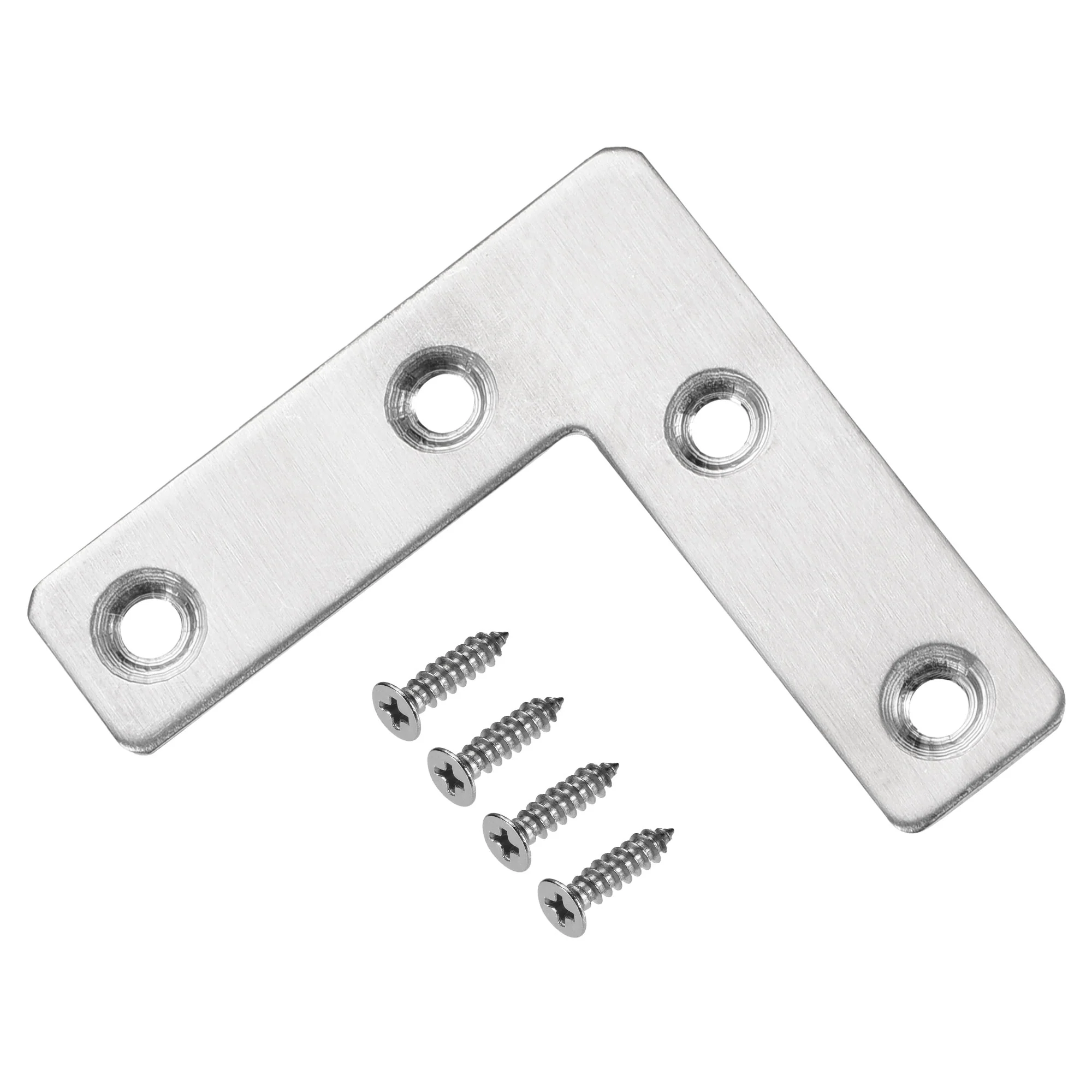 Uxcell L Shape Brace 50x50x1.3mm Stainless Steel Mending Repairing Flat Brackets for Joint Fastener with Screws 8Pcs