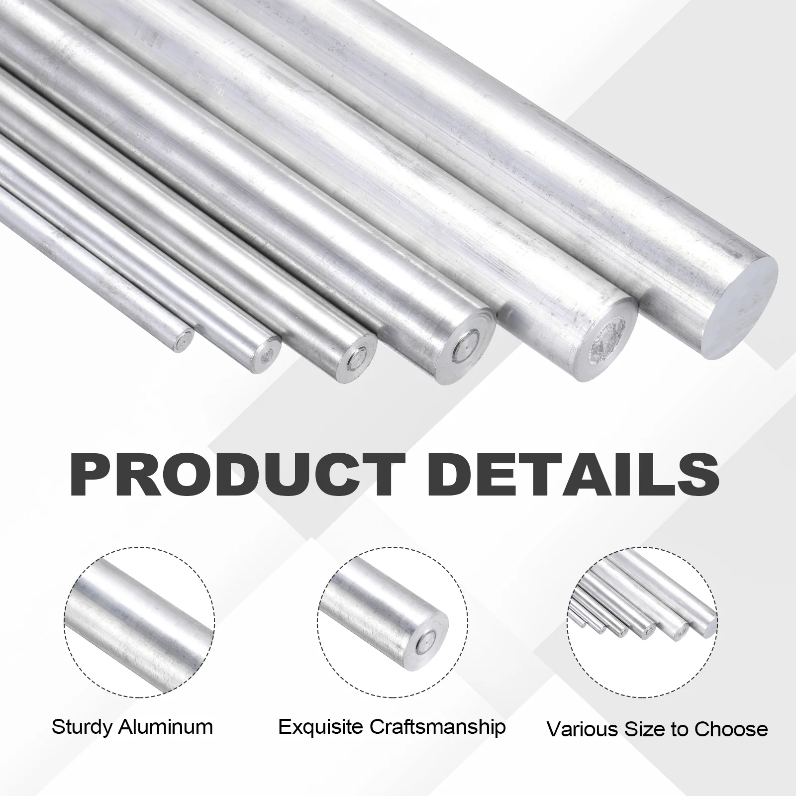 3Pcs Aluminum Round Rod 5/8"(16mm) Dia x 12"(300mm) Length 6061 Aluminum Bar Solid Stick Metal Lathe Bar Stock for DIY Craft Model Car (Silver Tone) - Image 3