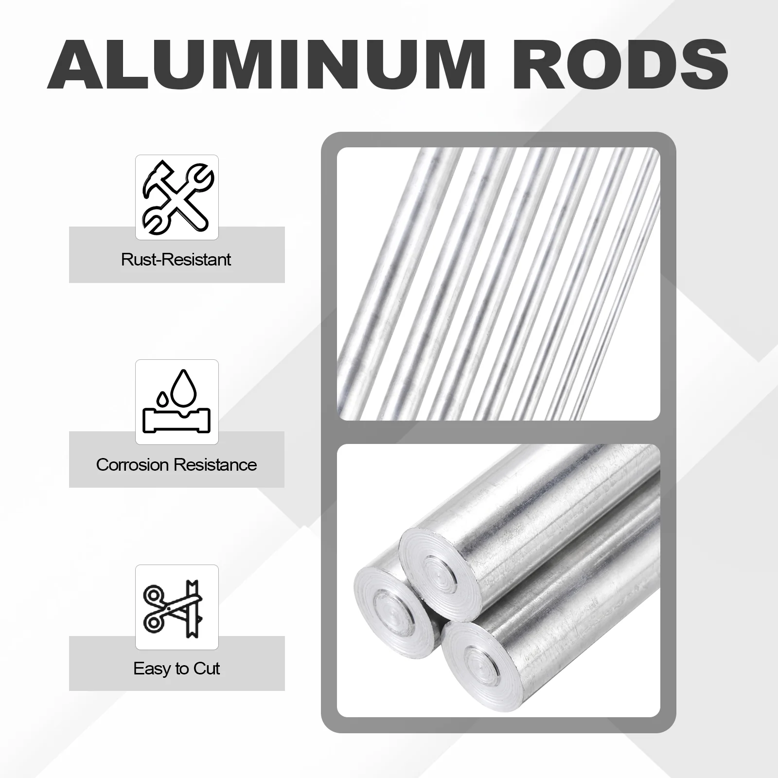 10 Pcs Aluminum Rod 3mm x 255mm 6061 Solid Stick (Silver Tone) - Image 4