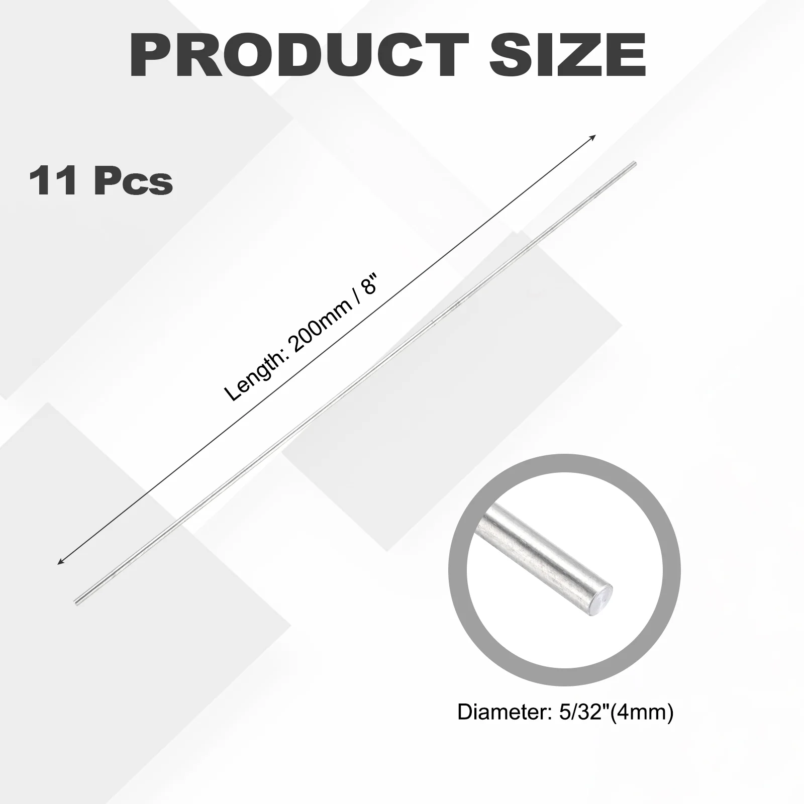 11Pcs Aluminum Round Rod 5/32"(4mm) Dia x 8"(200mm) Length 6061 Aluminum Bar Solid Stick Metal Lathe Bar Stock for DIY Craft Model Car (Silver Tone) - Image 2
