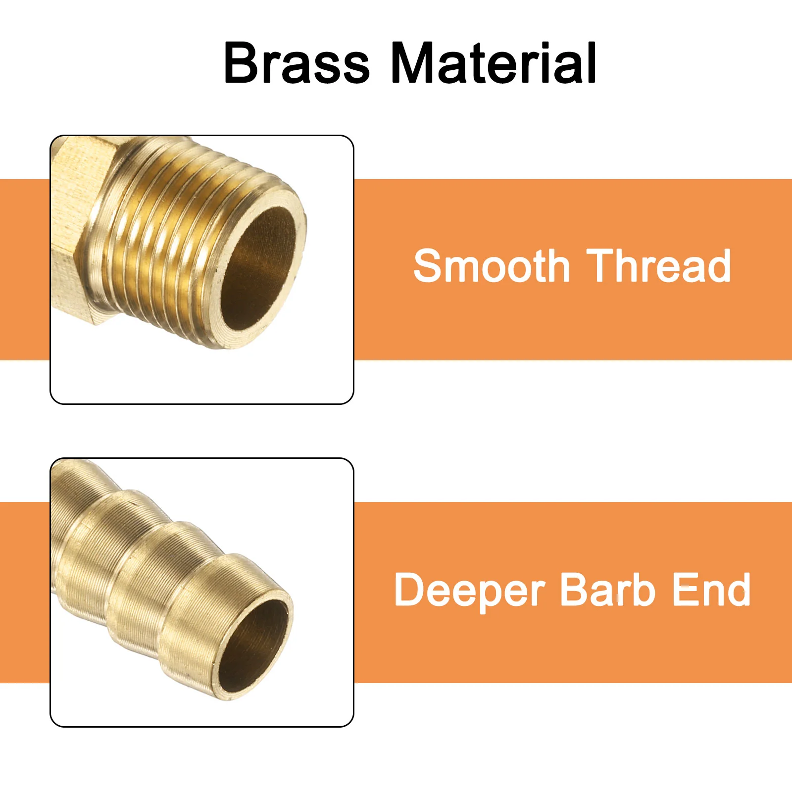 Uxcell 5Pcs Brass Hose Barb Fittings Metric M12-1 Male to Barb Fit Hose ID 8mm Barbed Pipe Fitting Adapter Connector for Water Fuel Air - Image 4