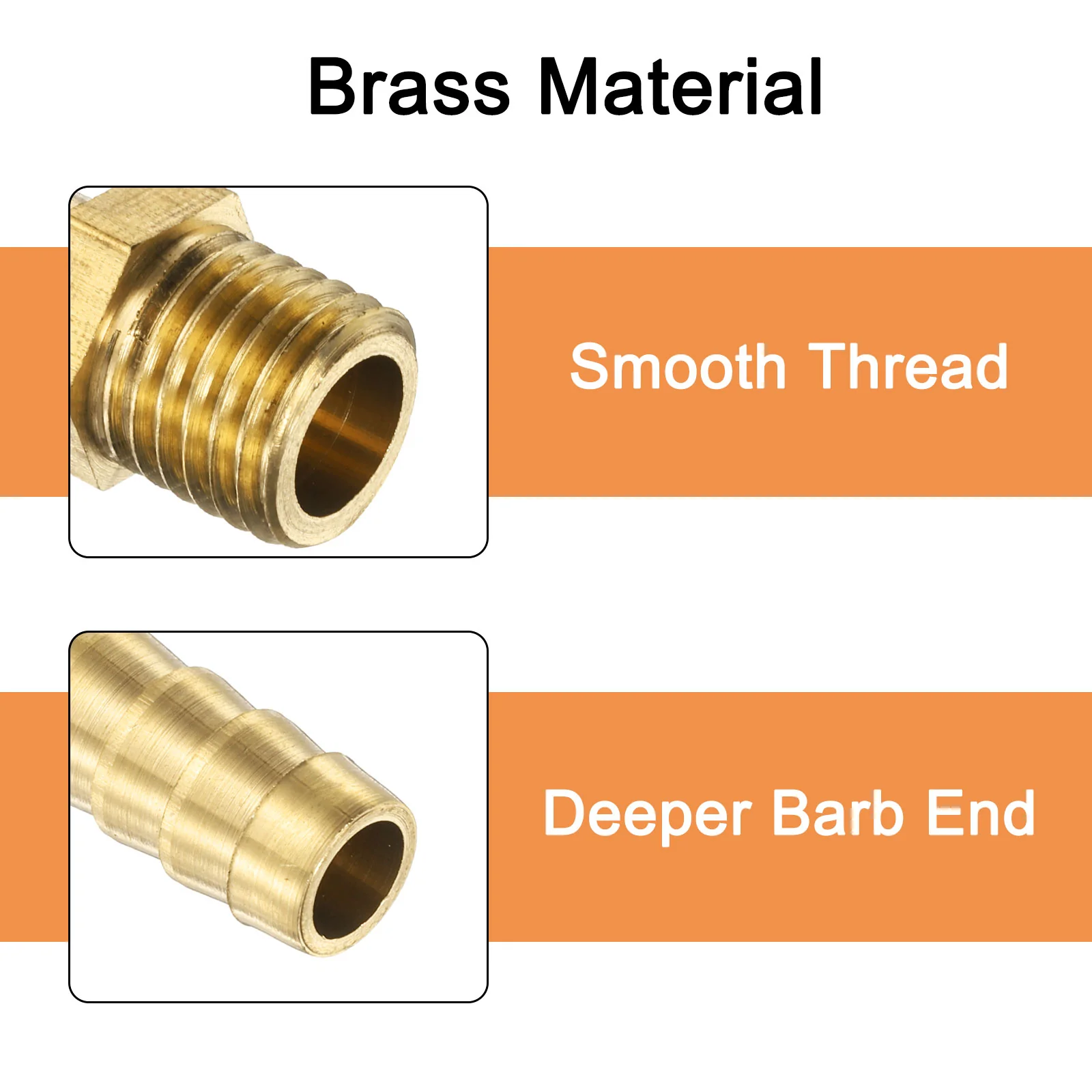 Uxcell 5Pcs Brass Hose Barb Fittings Metric M12-1.5 Male to Barb Fit Hose ID 8mm Barbed Pipe Fitting Adapter Connector for Water Fuel Air - Image 4