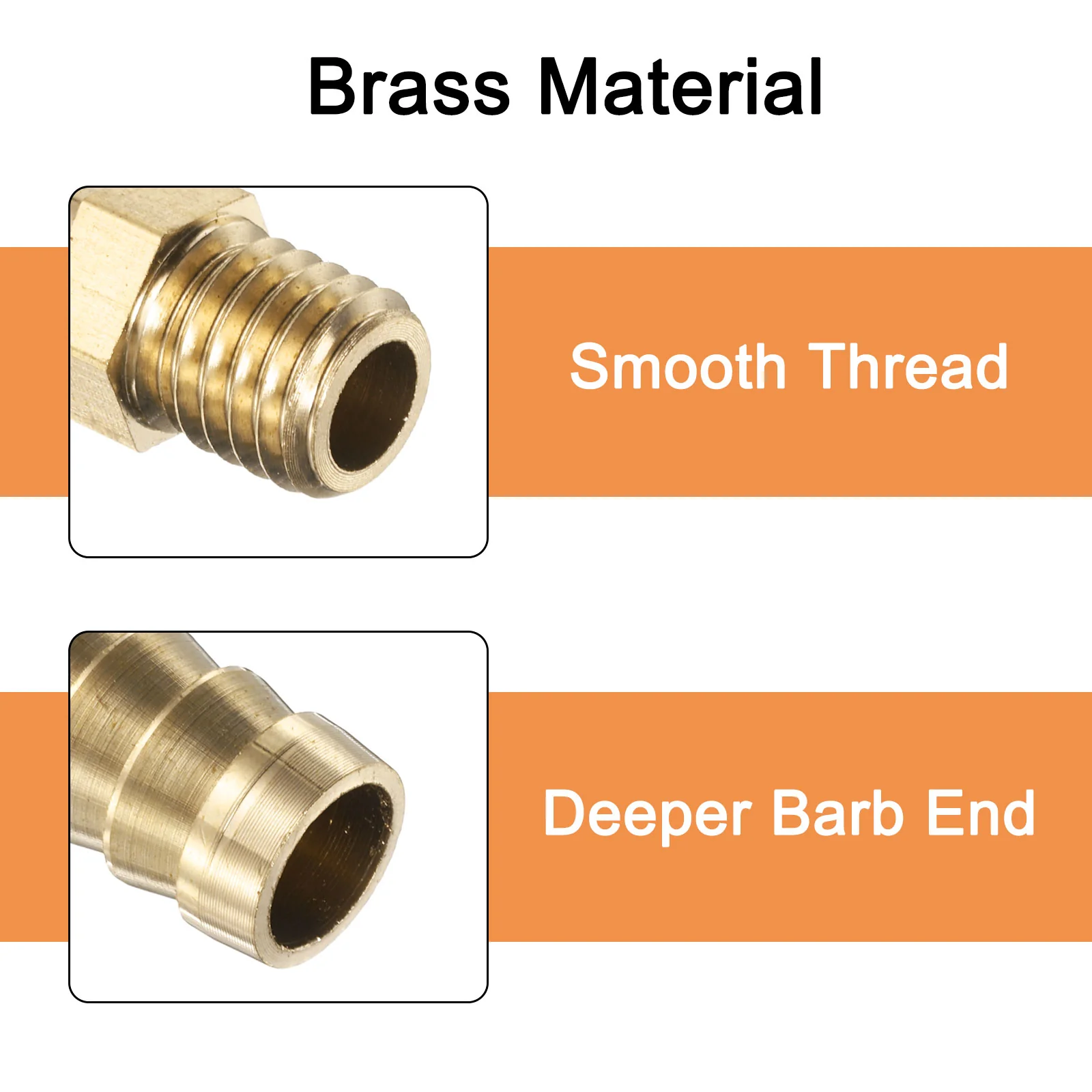 Uxcell 5Pcs Brass Hose Barb Fittings Metric M10-1.5 Male to Barb Fit Hose ID 10mm Barbed Pipe Fitting Adapter Connector for Water Fuel Air - Image 4