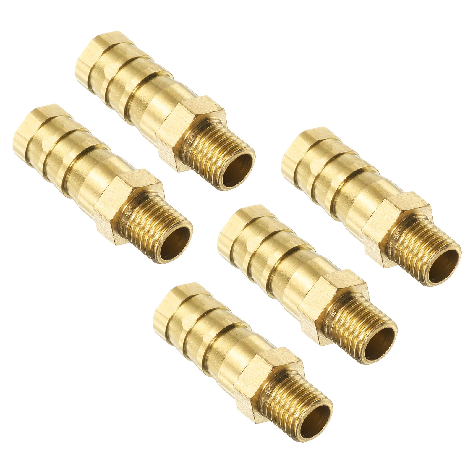 Uxcell 5Pcs Brass Hose Barb Fittings Metric M8-1 Male to Barb Fit Hose ID 10mm Barbed Pipe Fitting Adapter Connector for Water Fuel Air