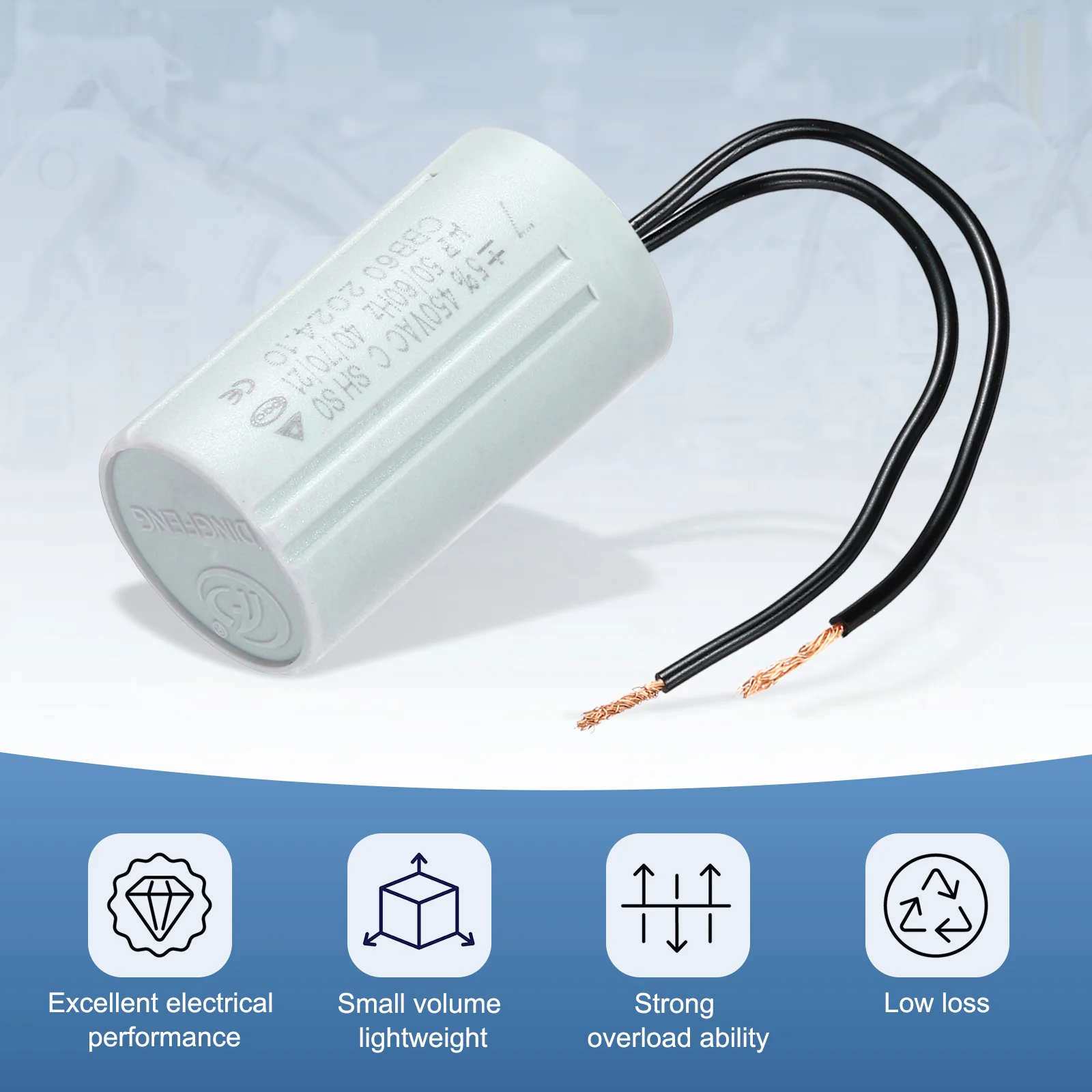 CBB60 7uF Running Capacitors, AC 450V 2 Wires 50/60Hz Cylinder 60x35mm for Water Pumps, Washing Machines Motor Start - Image 4