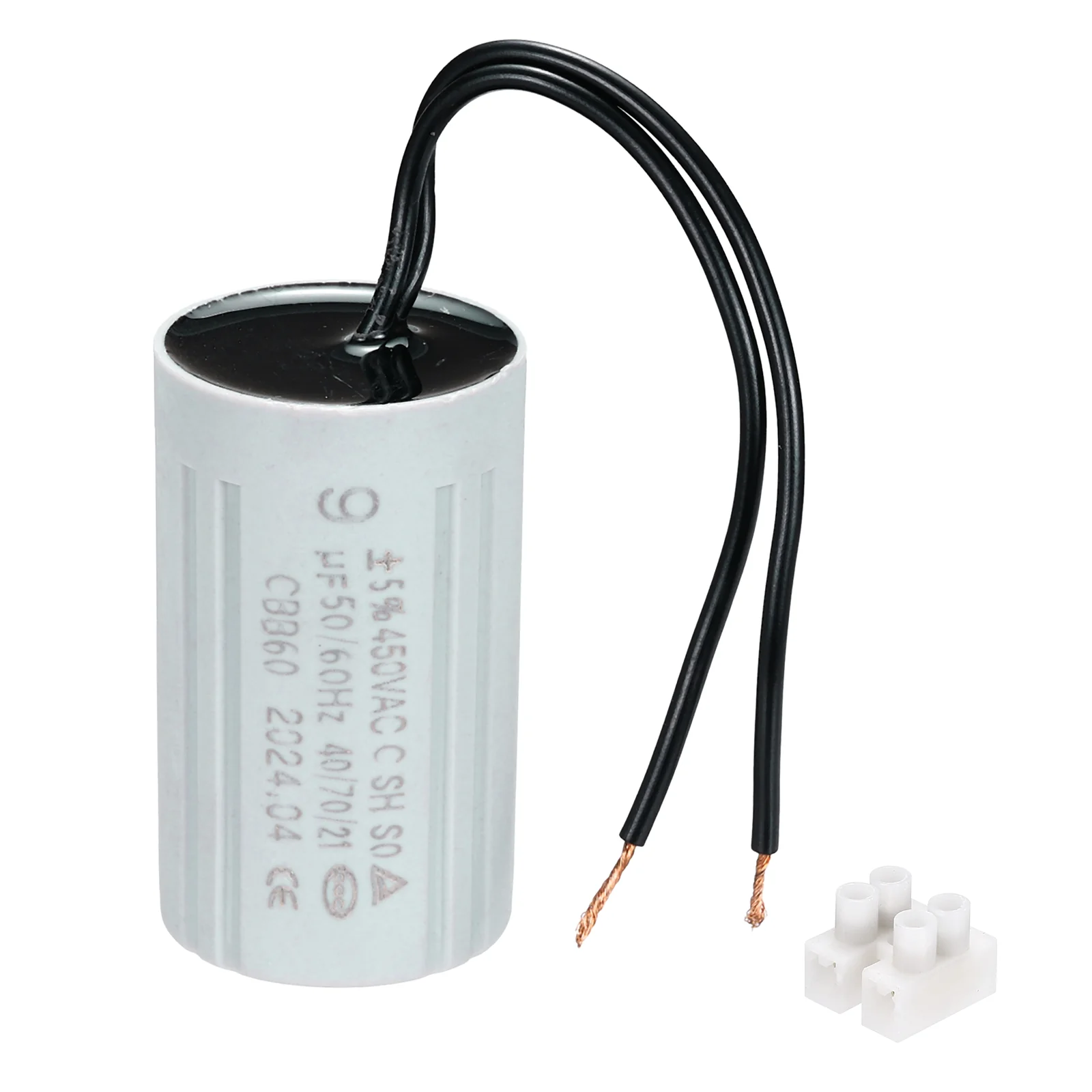 CBB60 9uF Running Capacitors, AC 450V 2 Wires 50/60Hz Cylinder 60x35mm for Water Pumps, Washing Machines Motor Start