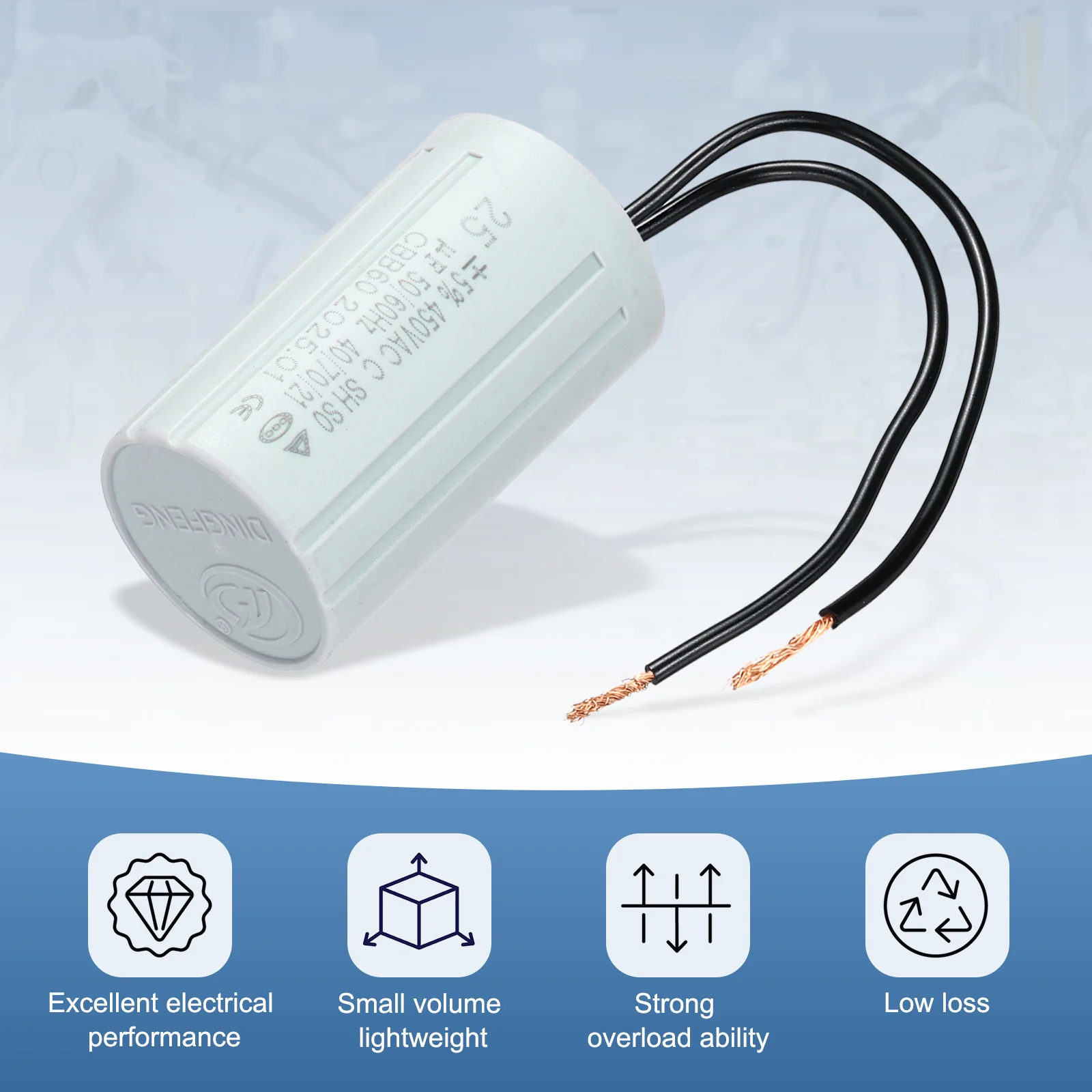 CBB60 25uF Running Capacitors, AC 450V 2 Wires 50/60Hz Cylinder 70x40mm for Water Pumps, Washing Machines Motor Start - Image 4