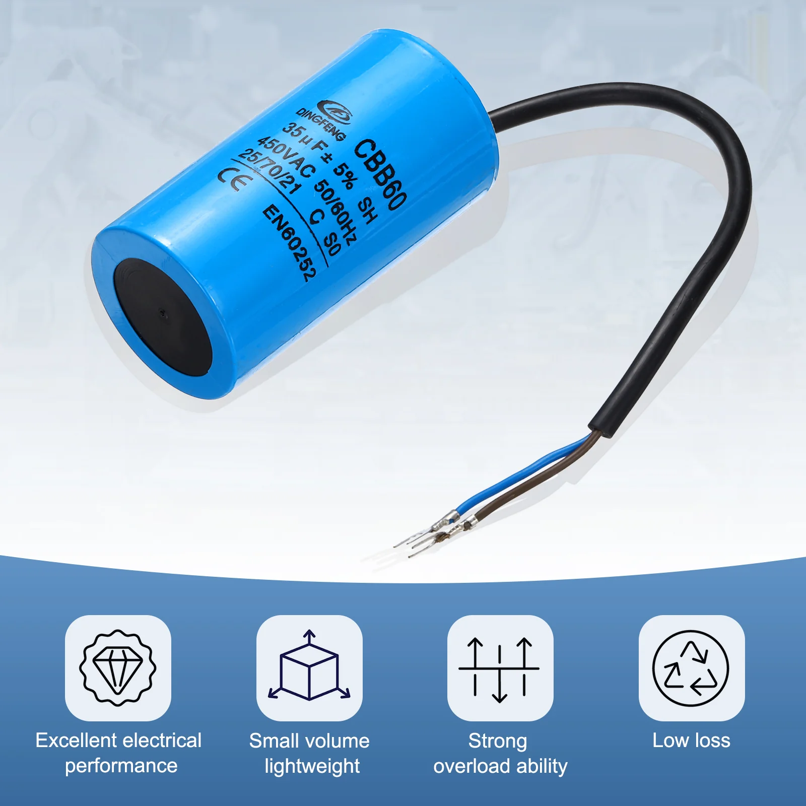 CBB60 35uF Running Capacitors, AC 450V 2 Wires 50/60Hz Cylinder 94x50mm,2Set - Image 4