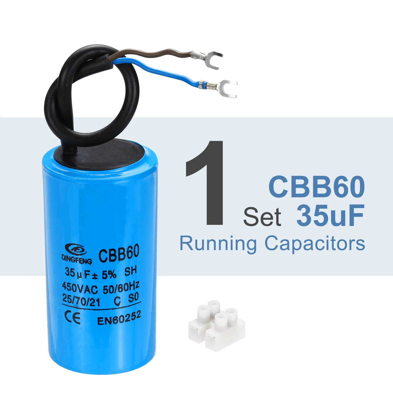 CBB60 35uF Running Capacitors, AC 450V 2 Wires 50/60Hz Cylinder 93x50mm - Image 3