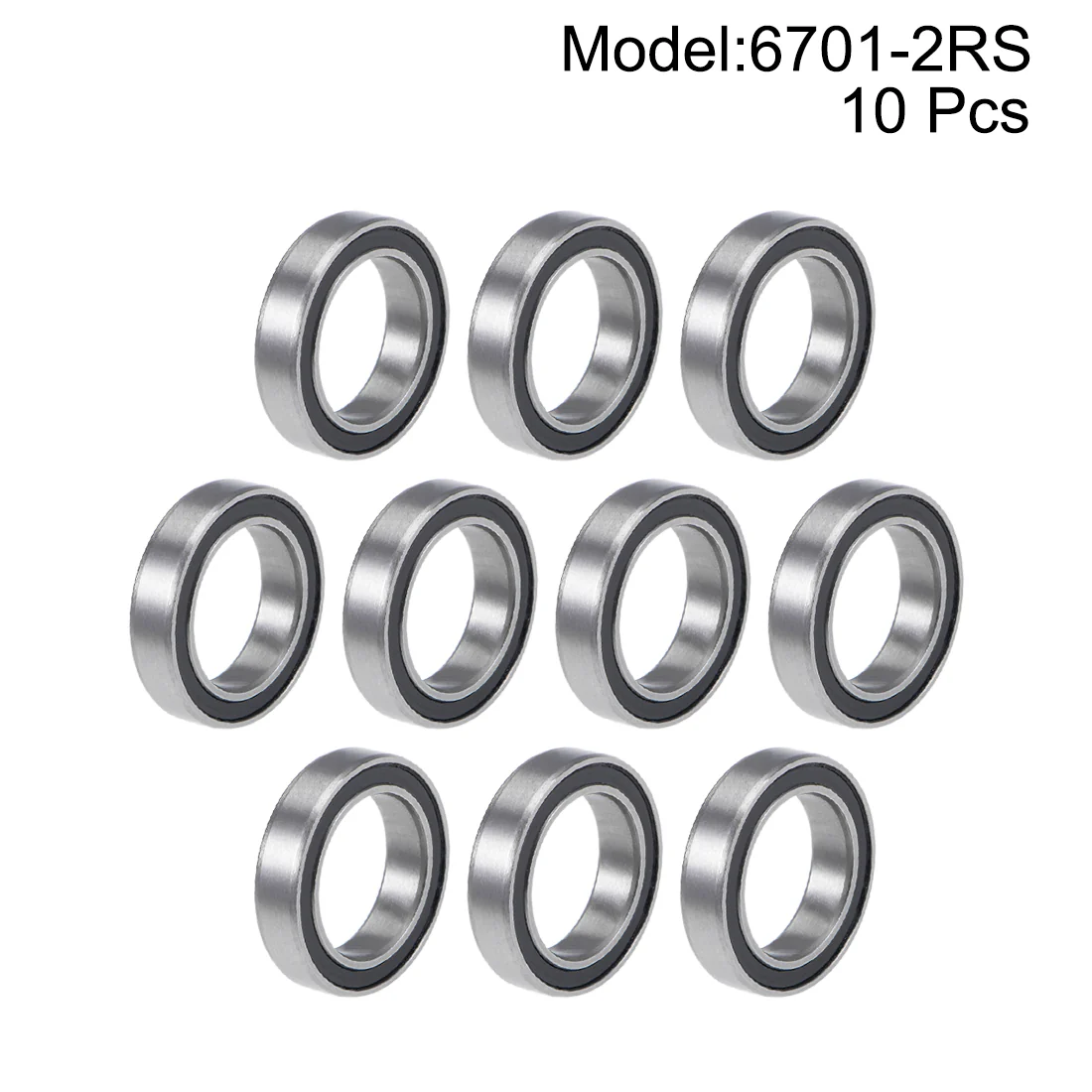 Uxcell 6701-2RS Deep Groove Ball Bearings 12mm x 18mm x 4mm Double Sealed Chrome Steel P6(ABEC3) 10pcs - Image 2