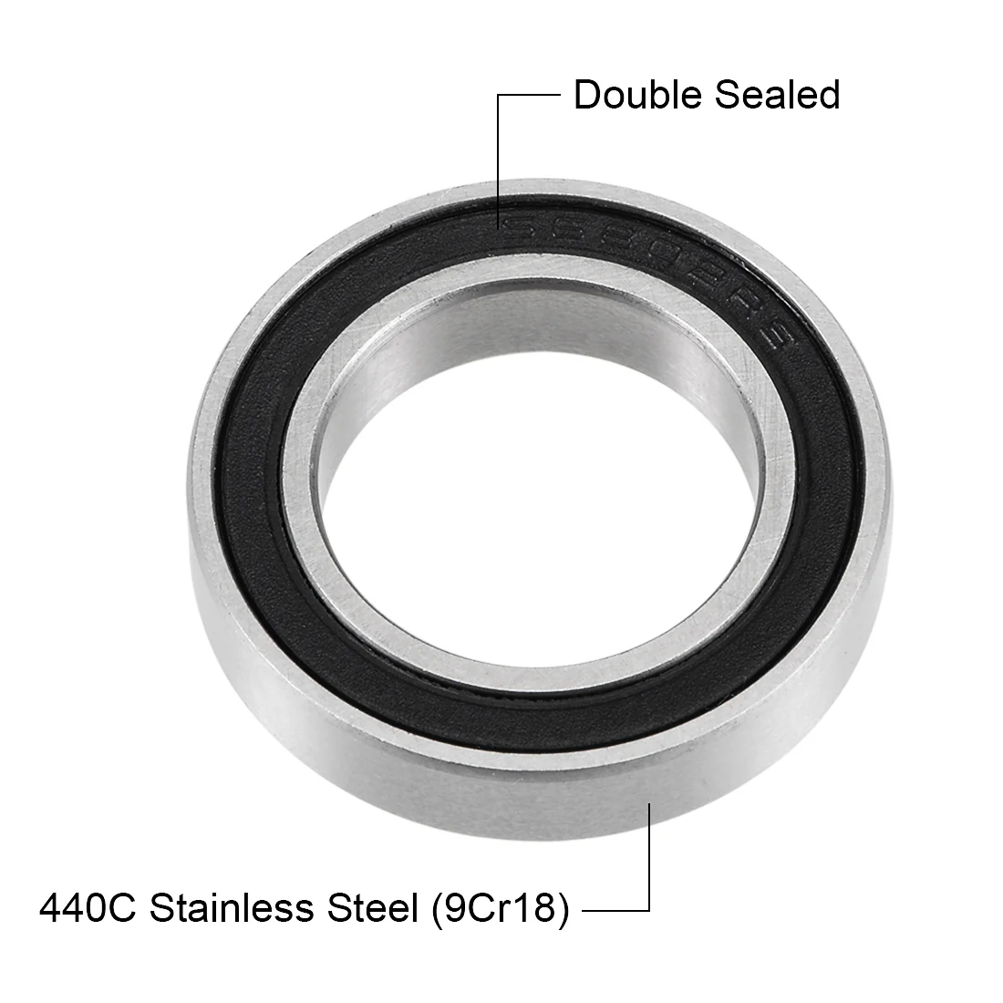Uxcell S6802-2RS Deep Groove Ball Bearings 15mm x 24mm x 5mm Double Sealed 440C Stainless Steel - Image 2