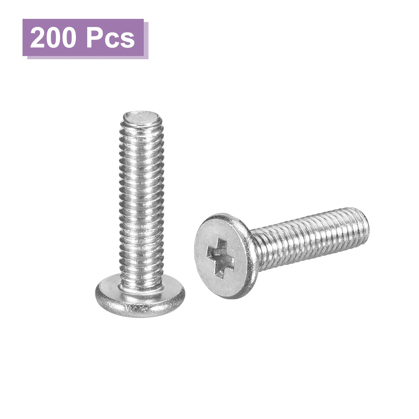 Uxcell M3x12mm Flat Round Head Screws, 200Pcs 304 Stainless Steel, Bright Finish - Image 3