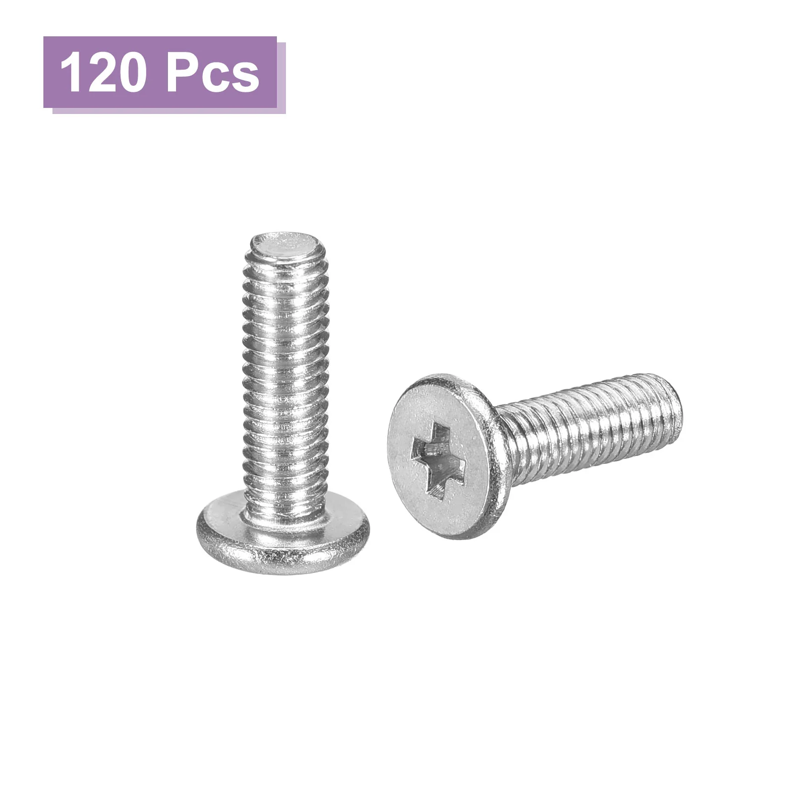 Uxcell M3x10mm Flat Round Head Screws, 120Pcs 304 Stainless Steel, Bright Finish - Image 3