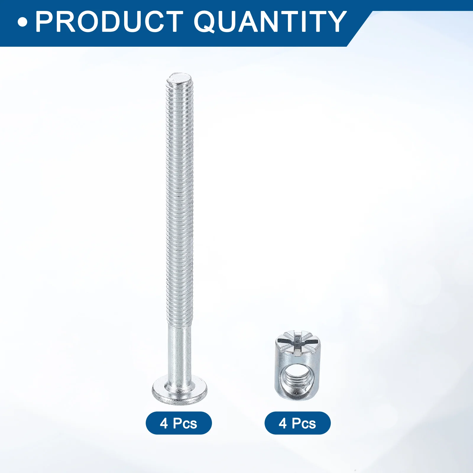 Uxcell 4Pcs M6 x 75mm Hex Socket Head Screws Bolt Rice-shaped Head Barrel Nut, Silver - Image 3