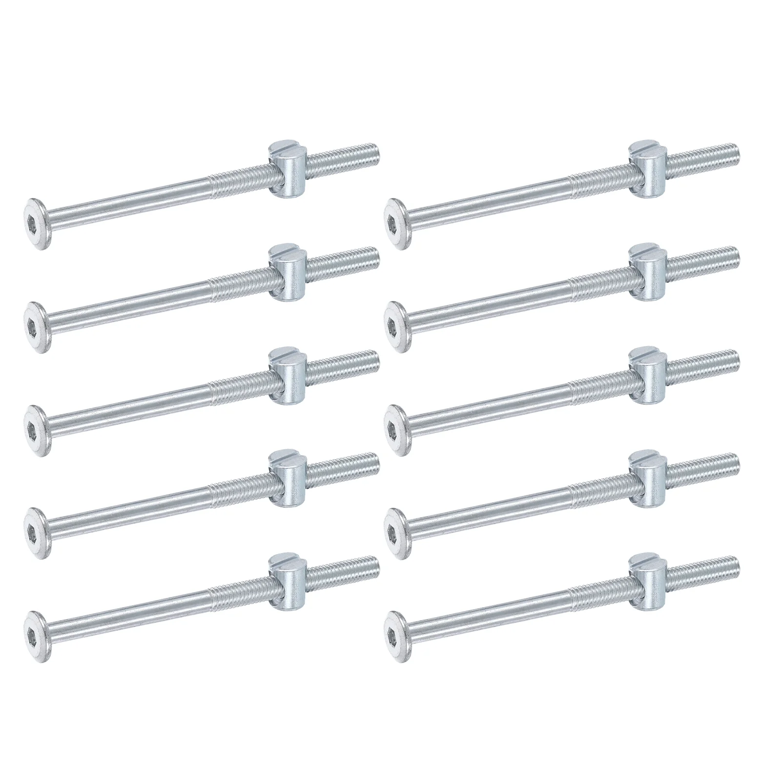 Uxcell 10Pcs M6 x 90mm Hex Socket Head Screws Bolts Slotted Head Barrel Nut, Silver