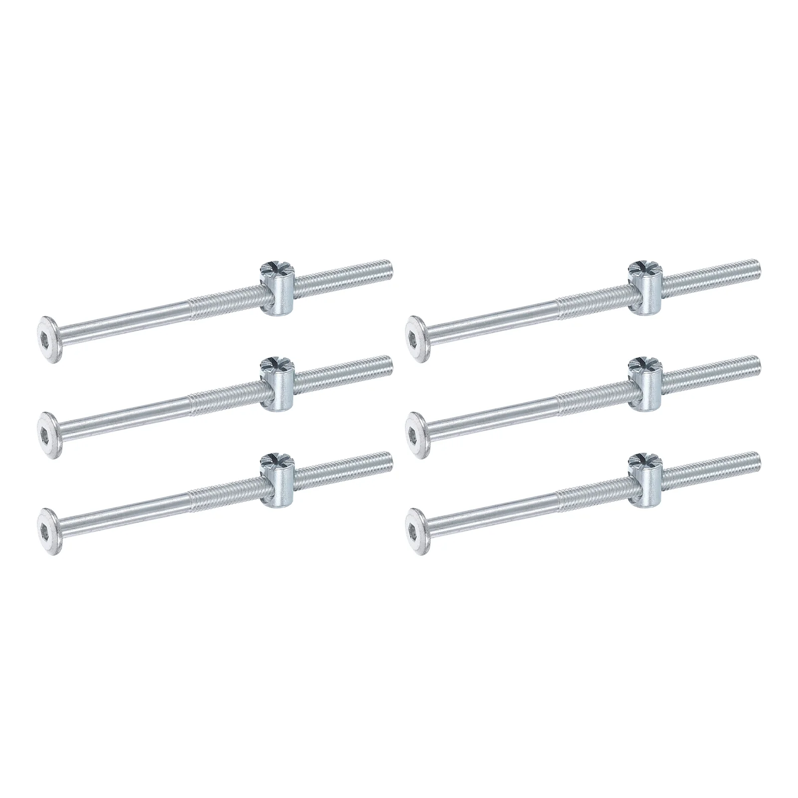 Uxcell 6Pcs M6 x 100mm Hex Socket Head Screws Bolt Rice-shaped Head Barrel Nut, Silver