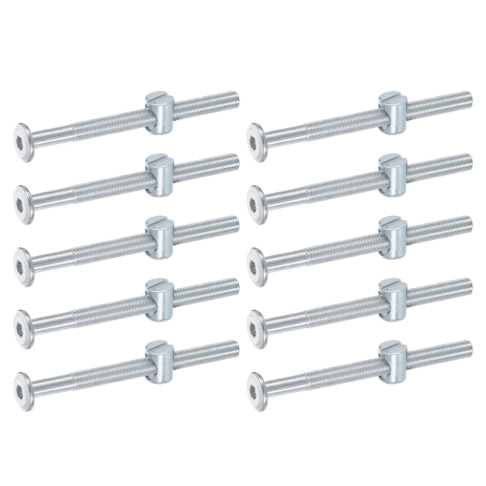 Uxcell 10Pcs M6 x 75mm Hex Socket Head Screws Bolts Slotted Head Barrel Nut, Silver