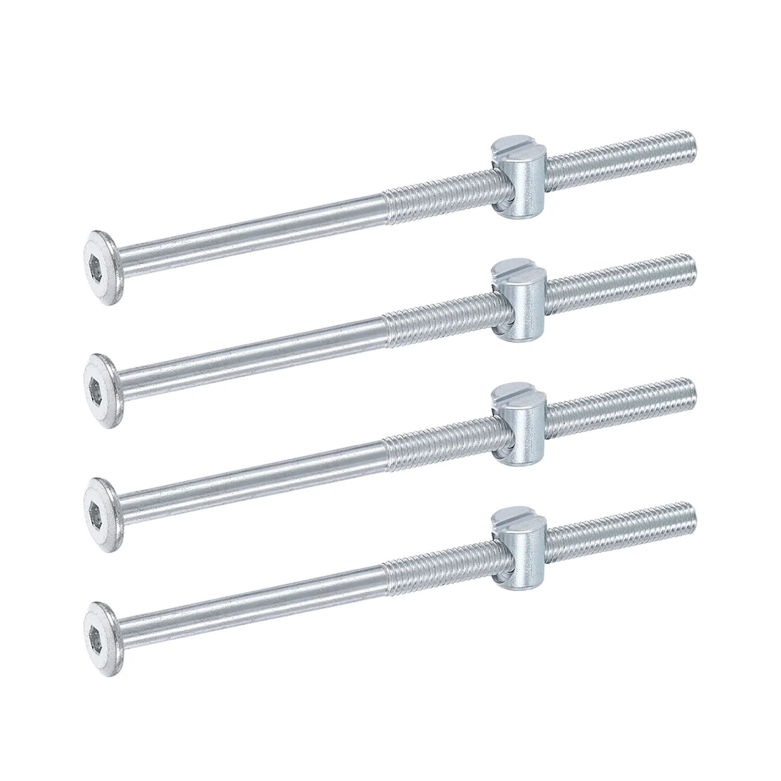 Uxcell 4Pcs M6 x 110mm Hex Socket Head Screws Bolts Slotted Head Barrel Nut, Silver