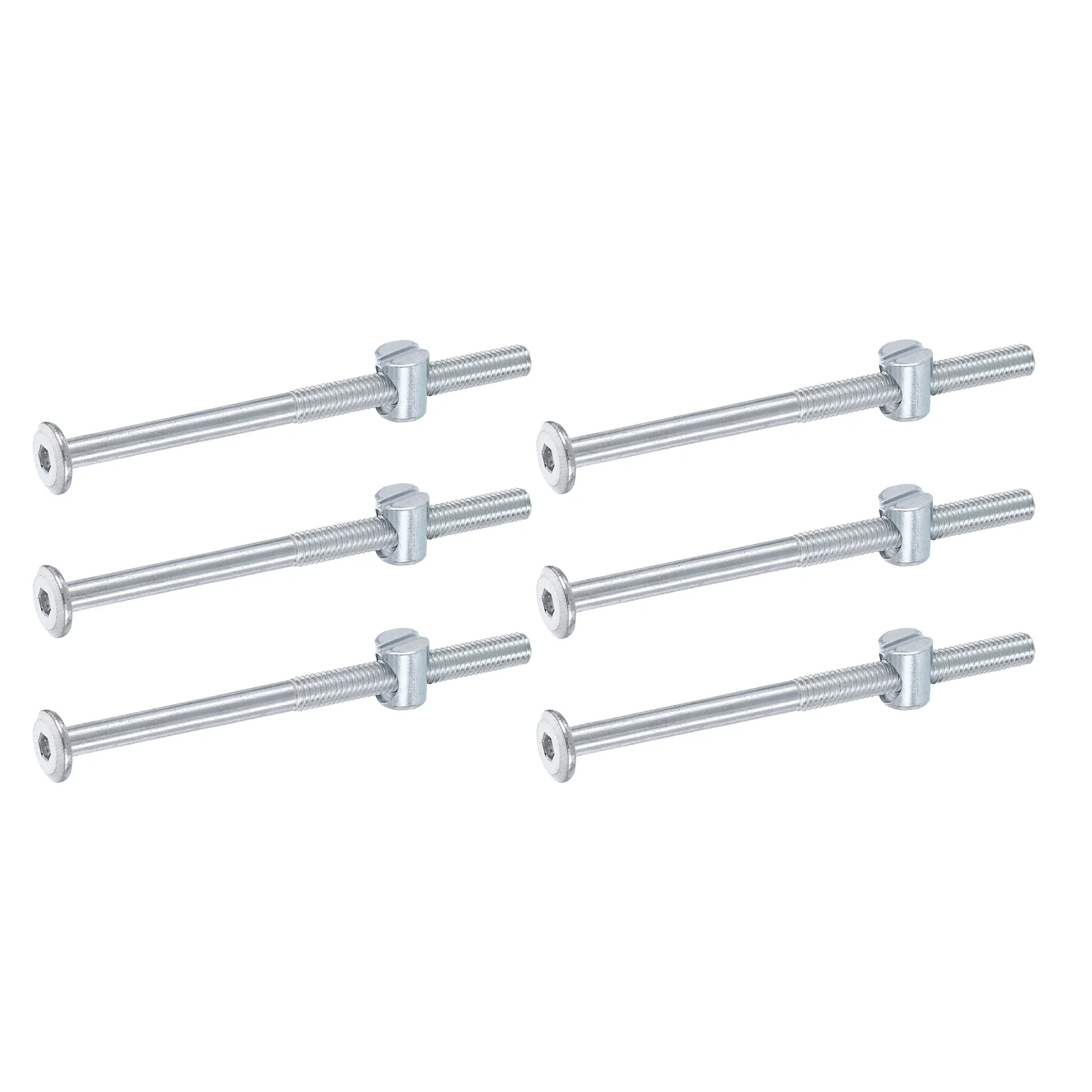 Uxcell 6Pcs M6 x 90mm Hex Socket Head Screws Bolts Slotted Head Barrel Nut, Silver