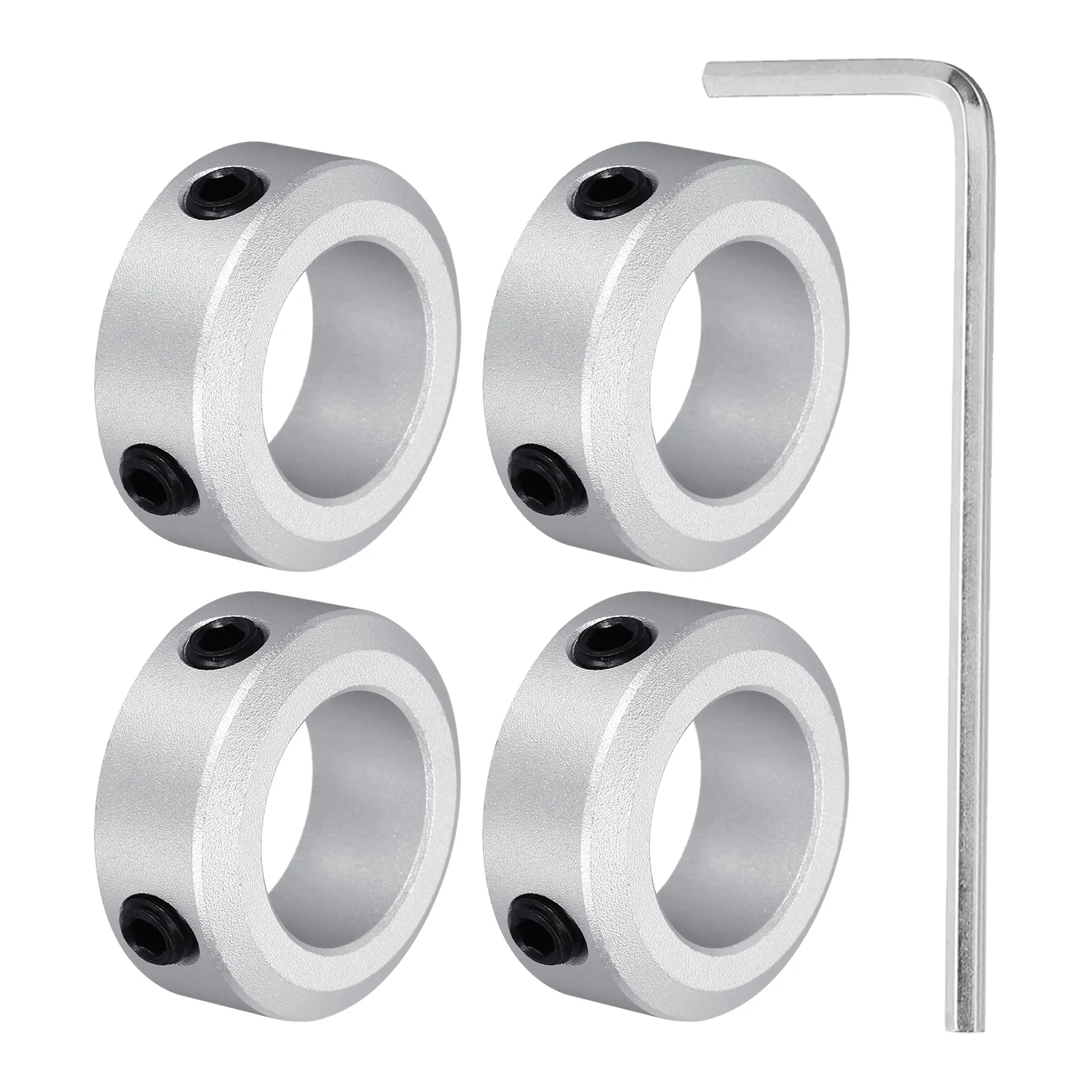 Shaft Collar 0.63" Bore Aluminum Set Screw Style Clamping Collars Silver 4Pcs