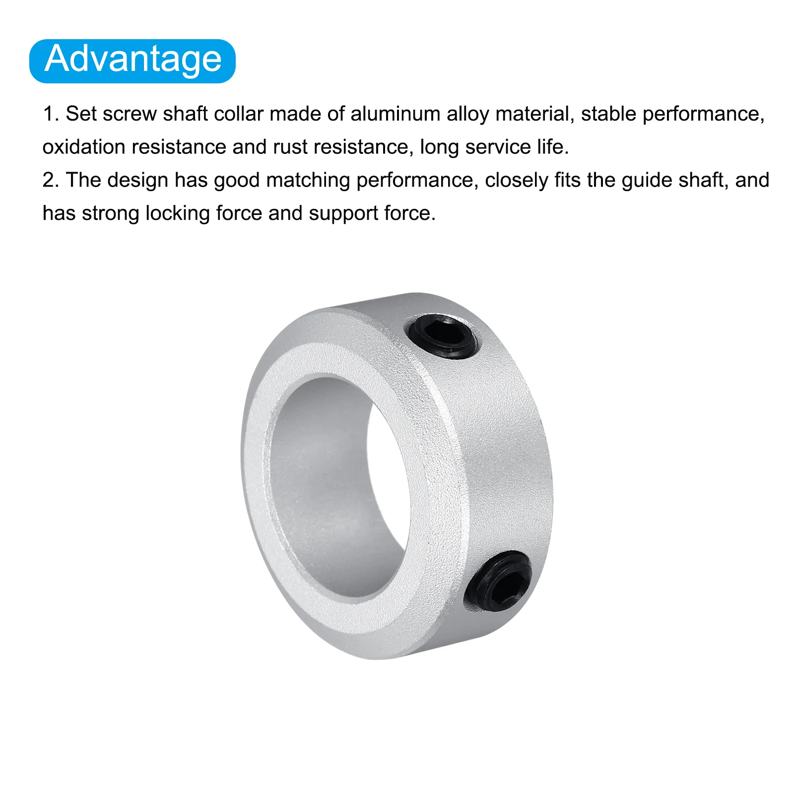 Shaft Collar 0.63" Bore Aluminum Set Screw Style Clamping Collars Silver 4Pcs - Image 4