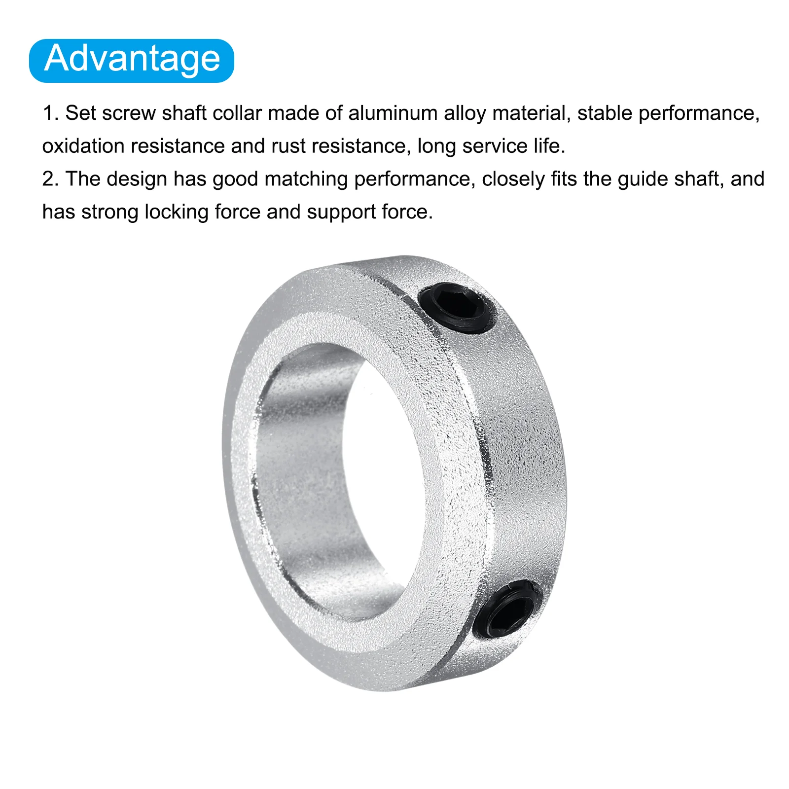 Shaft Collar 0.87" Bore Aluminum Set Screw Style Clamping Collars Silver 4Pcs - Image 4