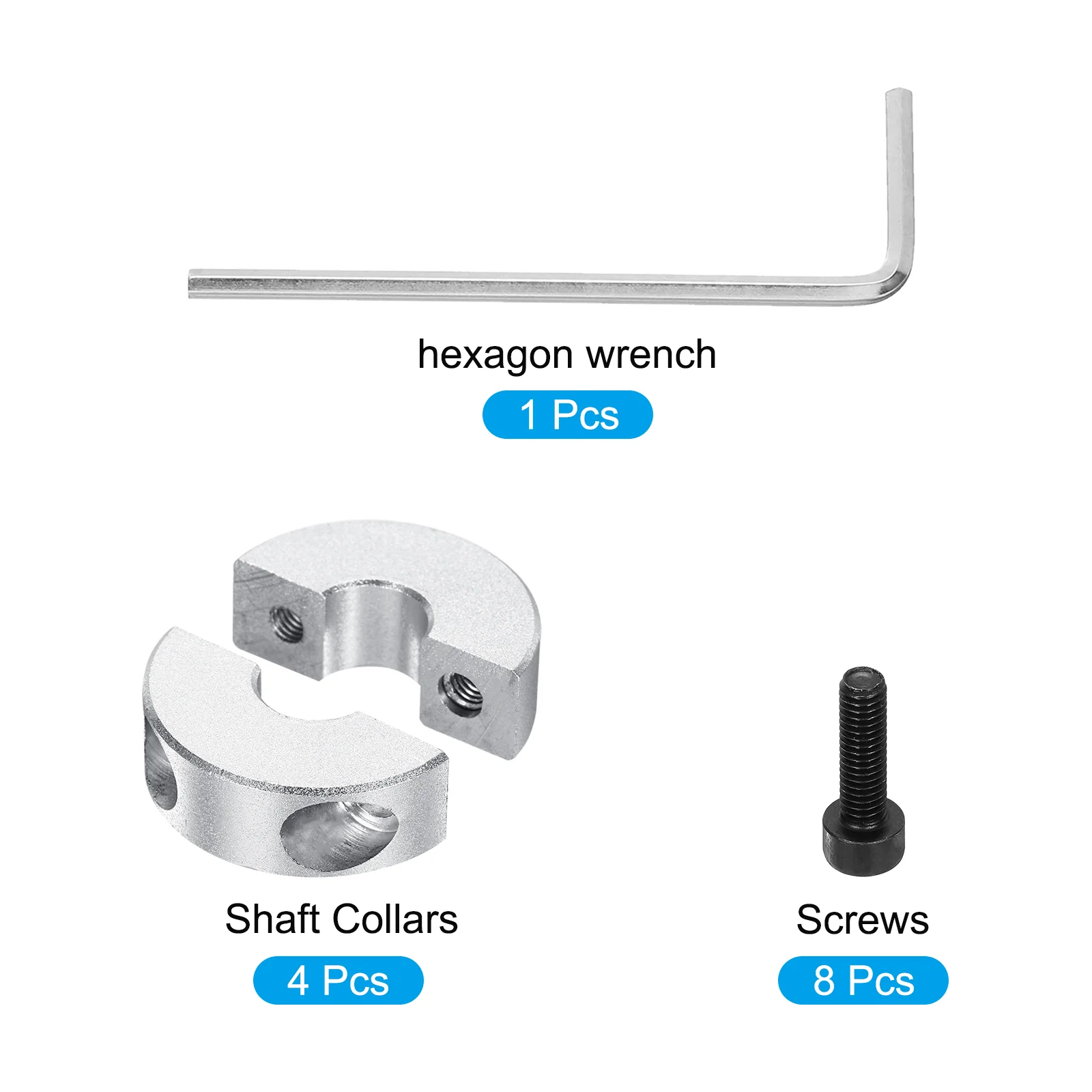 Shaft Collar 0.39" ID Double Split Aluminum Collar W Set Screw 4 Pcs - Image 3