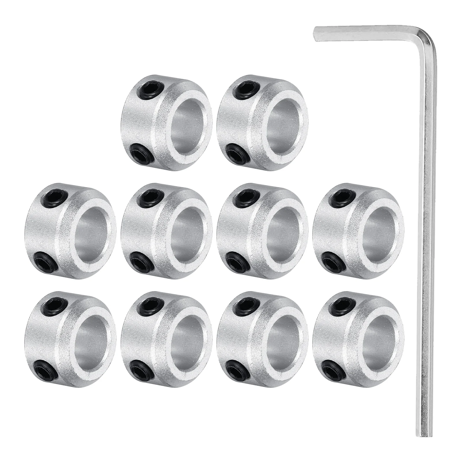 Shaft Collar 0.31" Bore Aluminum Set Screw Style Clamping Collars Silver 10Pcs