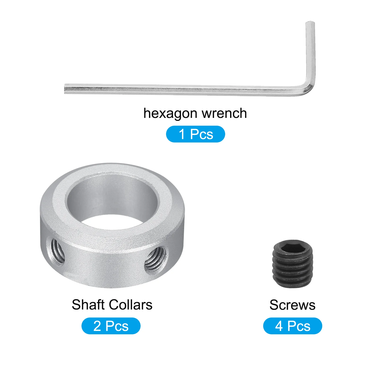 Shaft Collar 0.63" Bore Aluminum Set Screw Style Clamping Collars Silver 2Pcs - Image 3